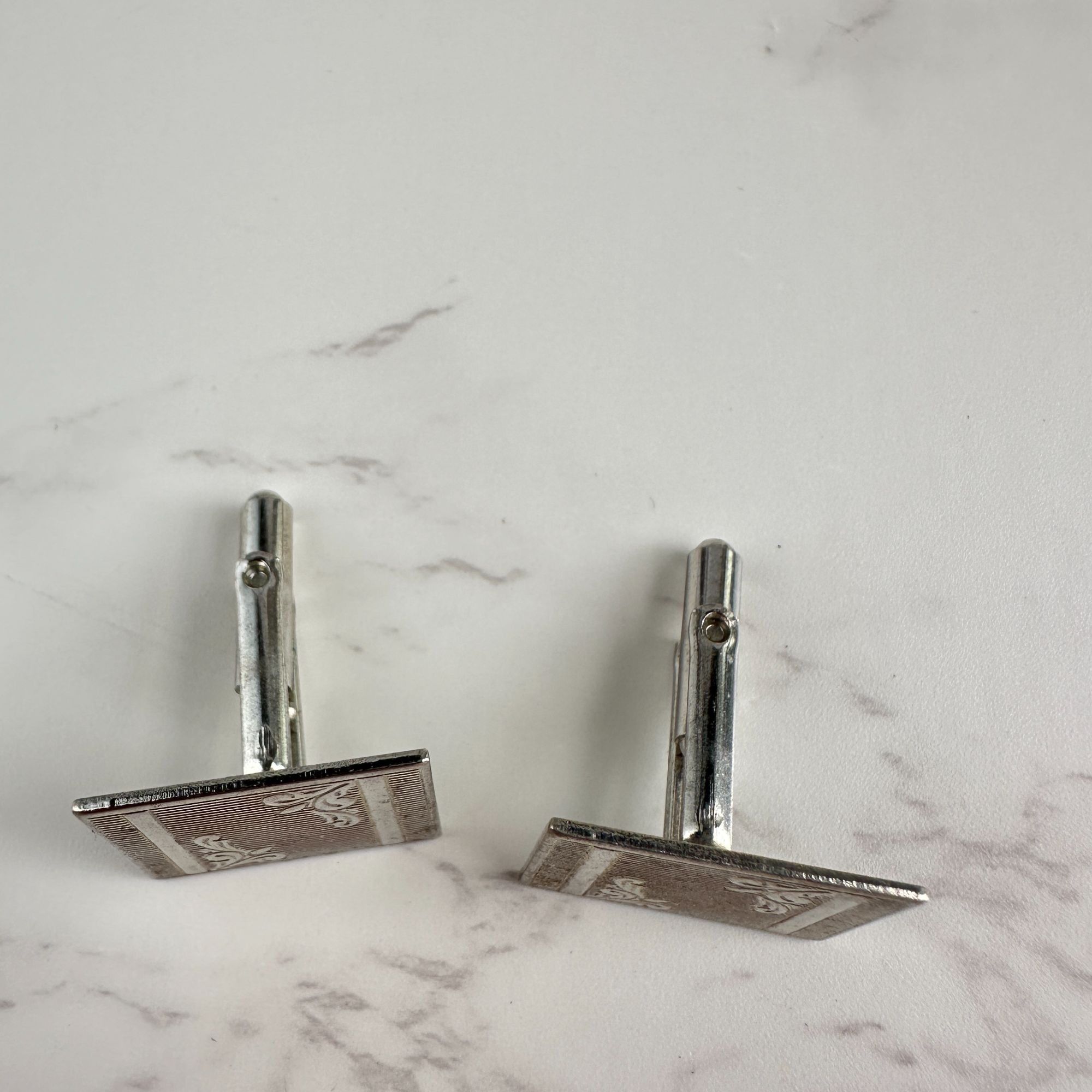 Vintage Vintage Silver Tone Cufflinks – Classic 60s Design Size ONE SIZE - 5 Thumbnail