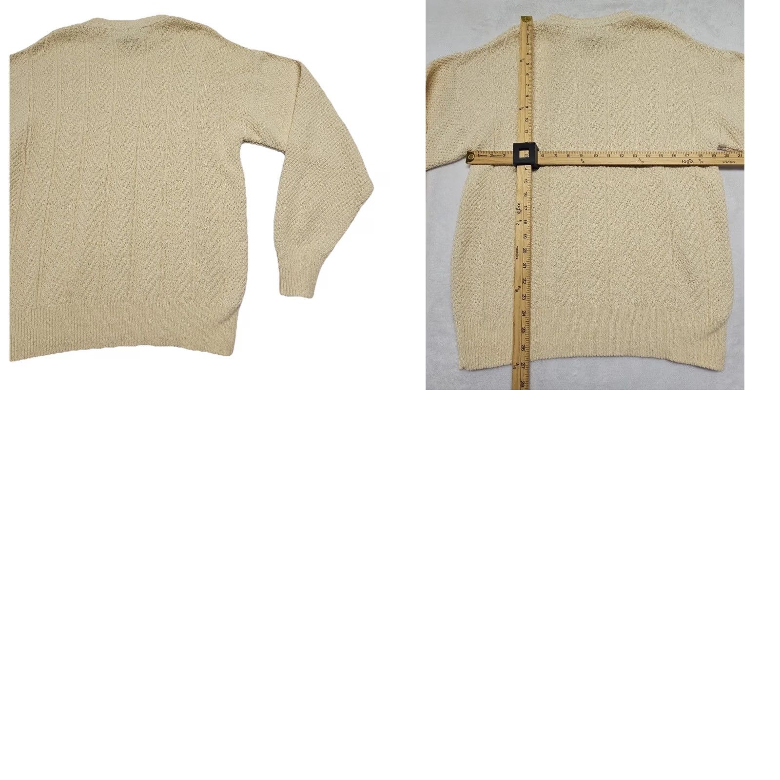 Vintage VINTAGE USA Cotton Knit Sweater Mens L Cream Textured Chunky Classic Minimalist Size US L / EU 52-54 / 3 - 8 Thumbnail