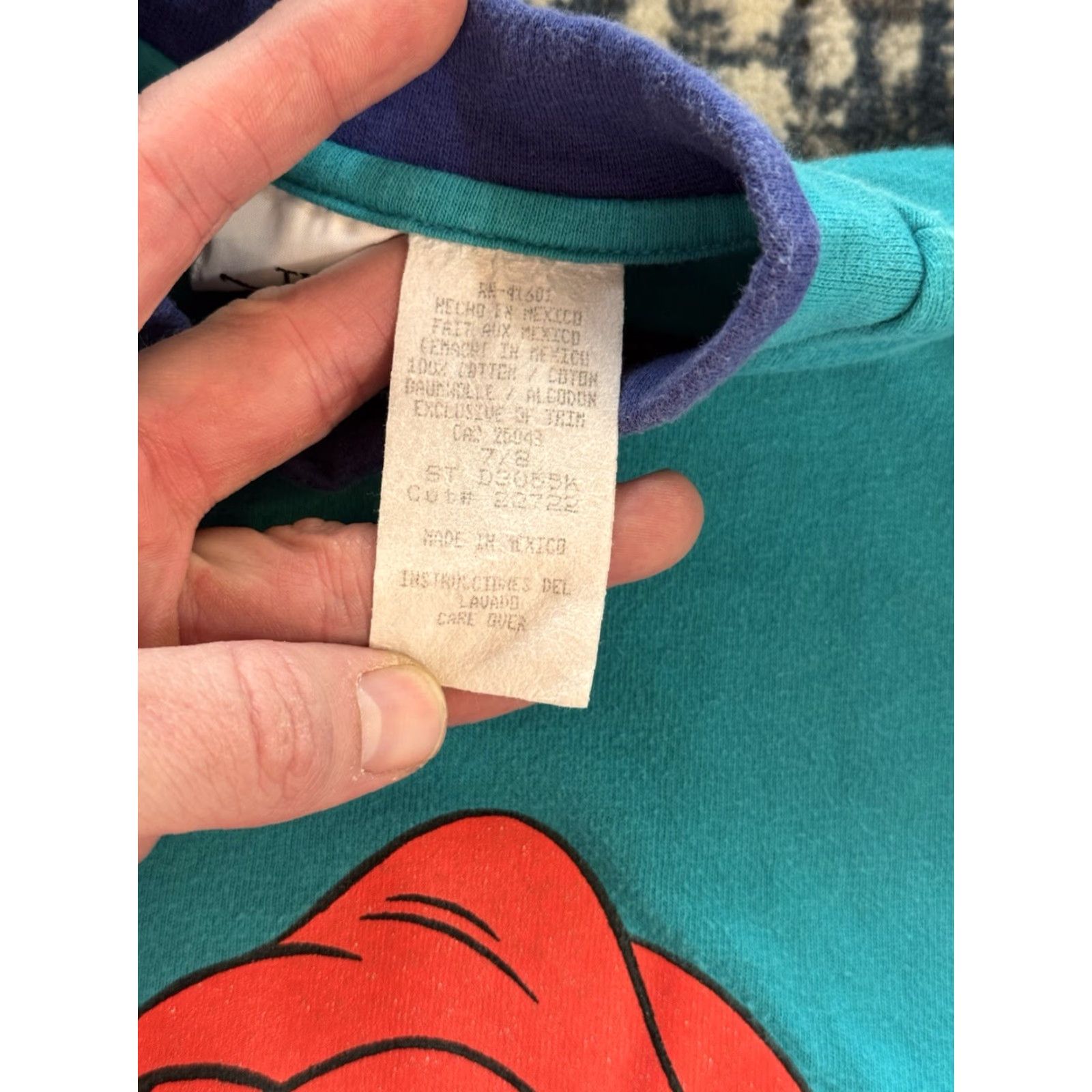 Disney VINTAGE Disney The Little Mermaid Long Sleeve Wrap Around T Shirt Girls 7-8 1990s Teal Cotton Blend Sportswear/Beach Size US M / EU 48-50 / 2 - 7 Thumbnail