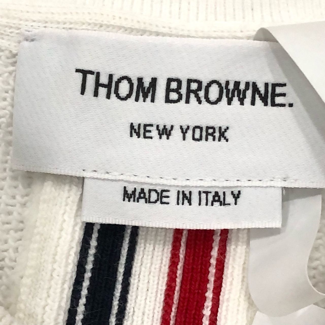 Thom Browne Thom Browne White Crew Neck Knit Hoodie With Back Striped De Size US L / EU 52-54 / 3 - 2 Thumbnail