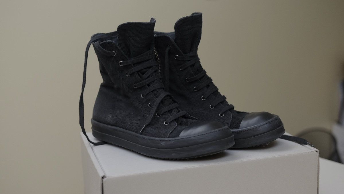 image of Rick Owens x Rick Owens Drkshdw Denim Ramones Shoes in Black, Men's (Size 9)