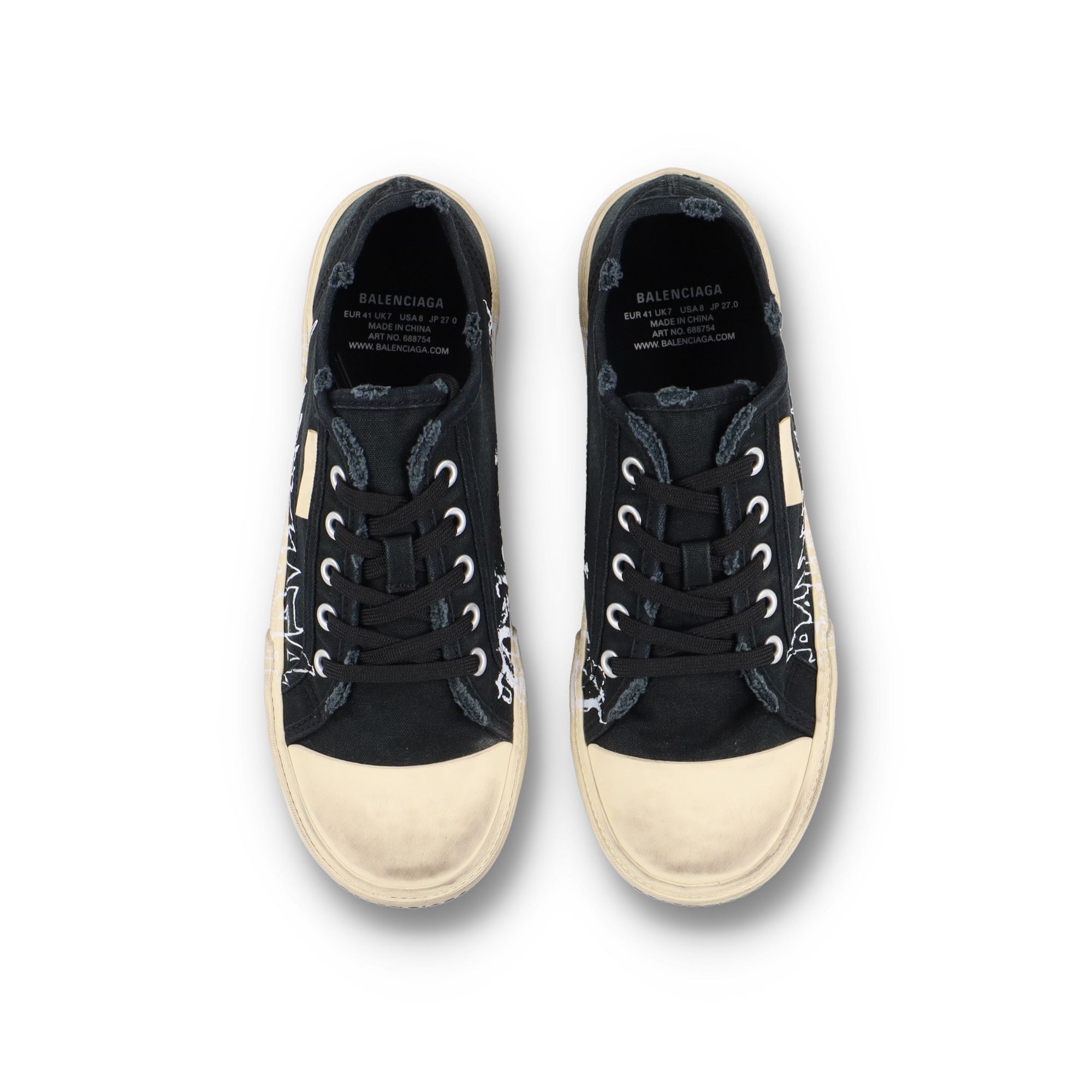 Balenciaga Black Graffiti DIY Logo Paris Low Top Trainers Size US 8 / EU 41 - 3 Thumbnail