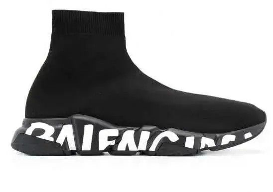Balenciaga o1s1wg110824 Speed Recycled Knit Graffiti Sneaker Black Size US 7 / EU 40 - 3 Thumbnail