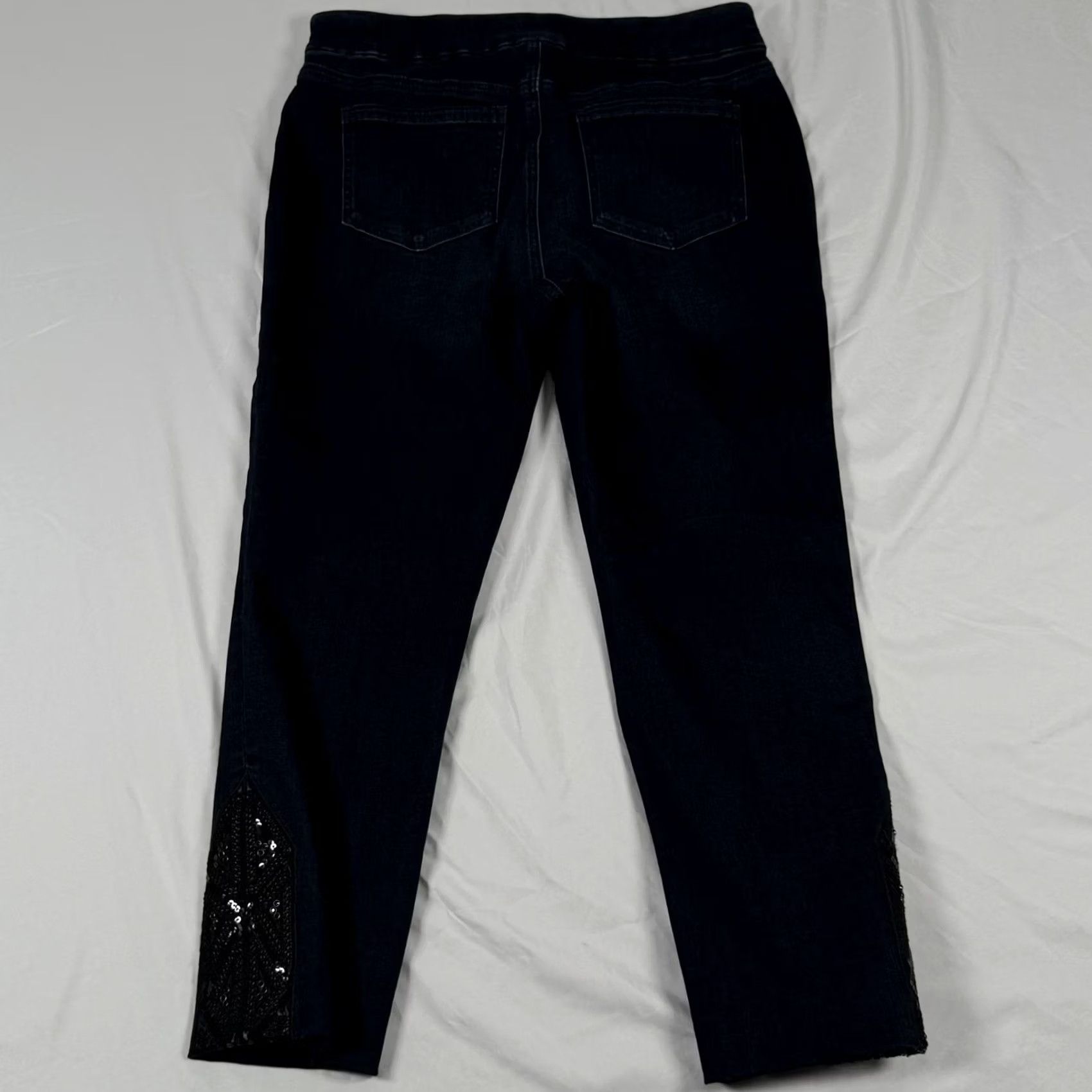 Vintage Chicos Womens Jegging Jeans 8R Dark Wash Sequin Crop Embellished Size 30" / US 8 / IT 44 - 6 Thumbnail