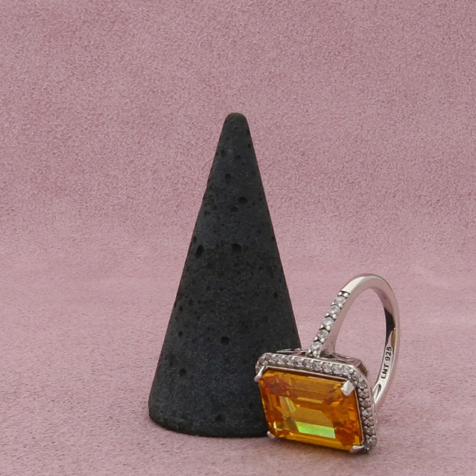 Sterling Silver sterling silver yellow cz & halo cocktail ring size 9.75 Size ONE SIZE - 5 Thumbnail