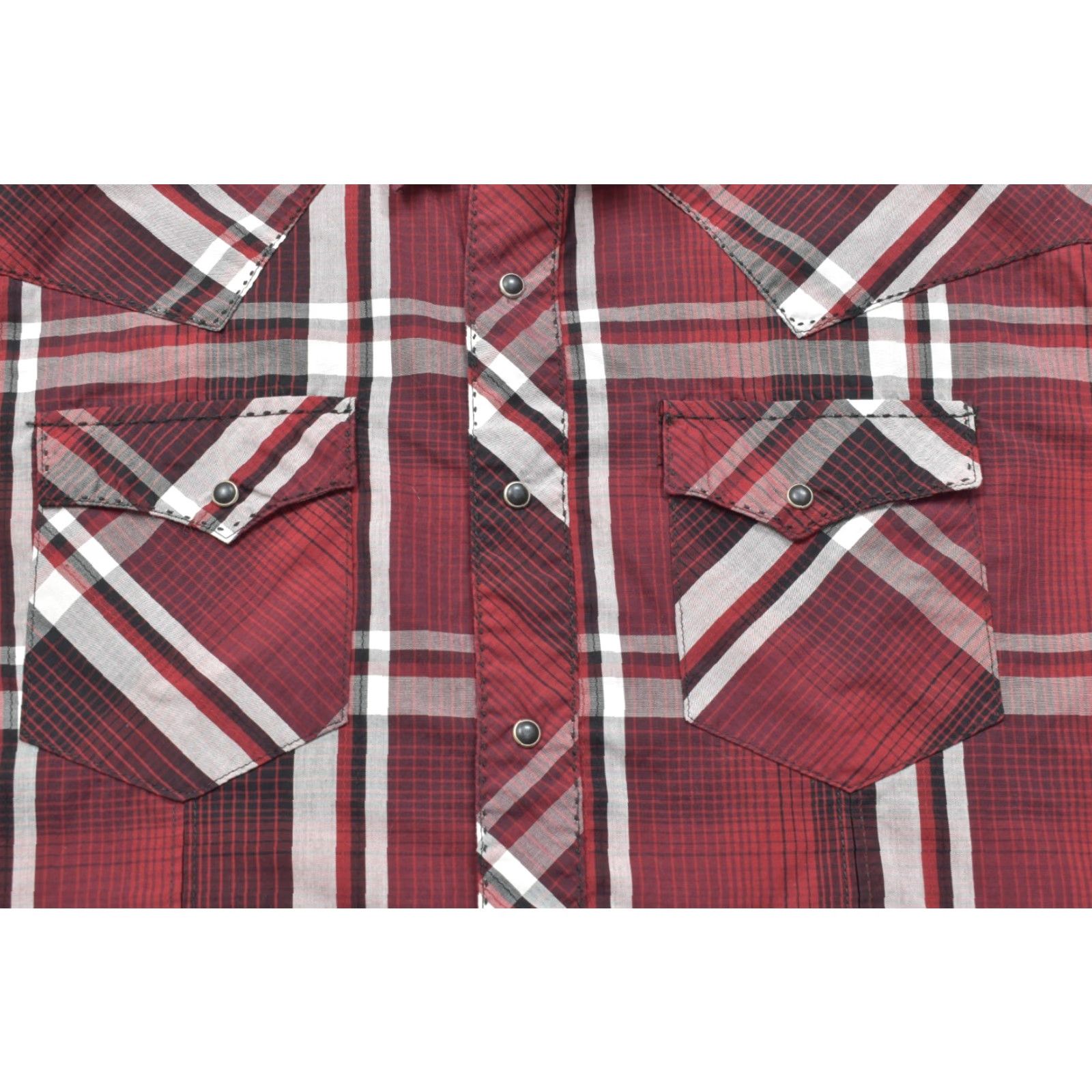Wrangler Wrangler Men's XXL Western Snap Button Plaid Long Sleeve Shirt Red Black White Size US XXL / EU 58 / 5 - 5 Thumbnail