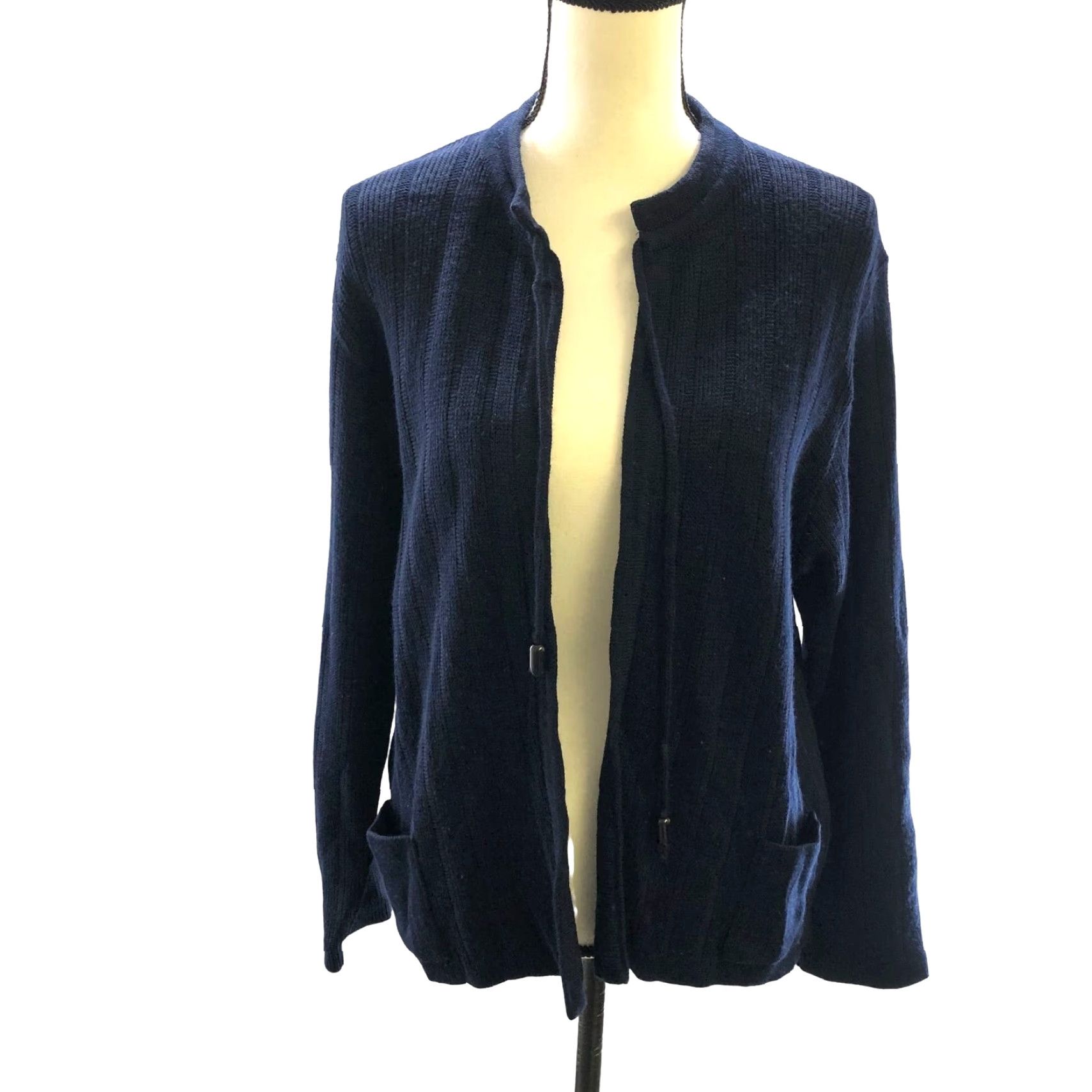 Vintage VINTAGE Wool Cardigan Sweater Navy Blue Womens M Sz 48 Germany Open Size M / US 6-8 / IT 42-44 - 3 Thumbnail