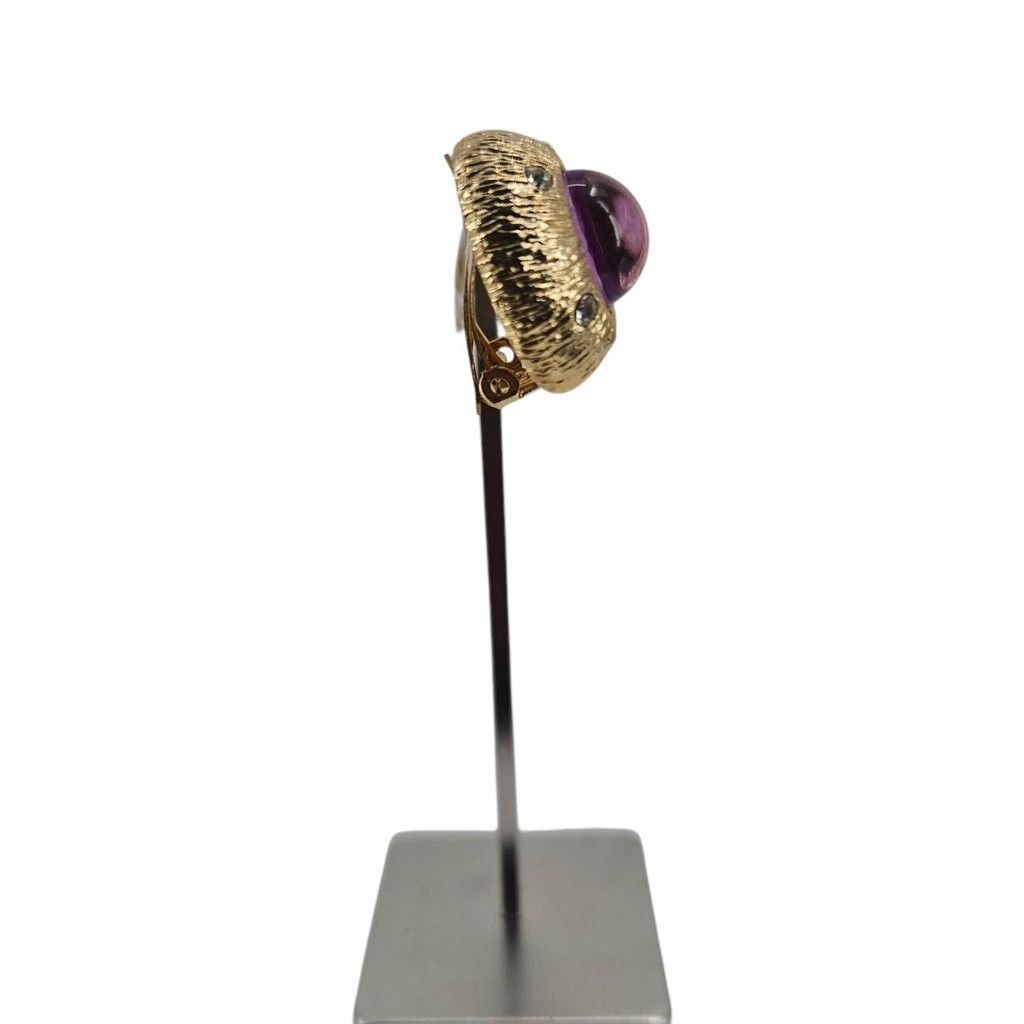 Vintage Vintage Amethyst Glass Cabochon Clip-Ons Size ONE SIZE - 3 Thumbnail