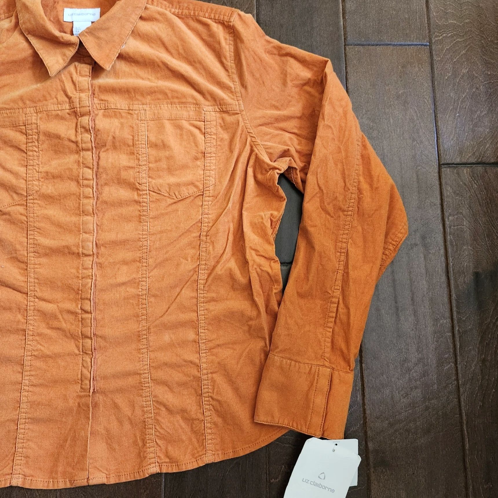 Liz Claiborne Liz Claiborne Shirt Juniors Orange Long Sleeve Button-Up L NWT Size L / US 10 / IT 46 - 5 Thumbnail
