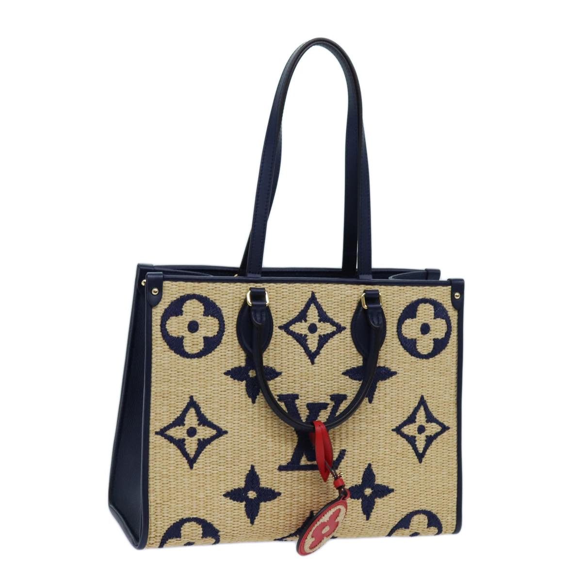 LOUIS VUITTON Monogram Raffia On The Go MM Bag Beige M57723