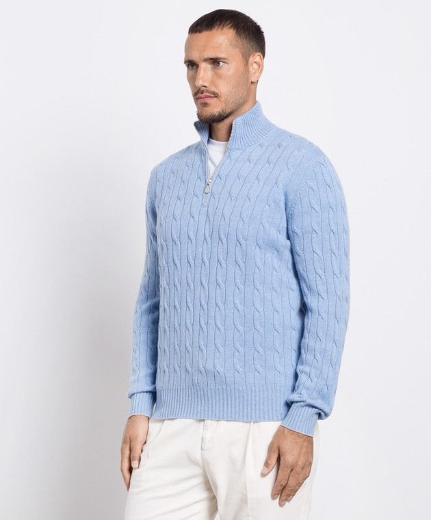 Brunello Cucinelli o1w1db10924 Cashmere Turtleneck in Light Blue Size US XL / EU 56 / 4 - 4 Thumbnail