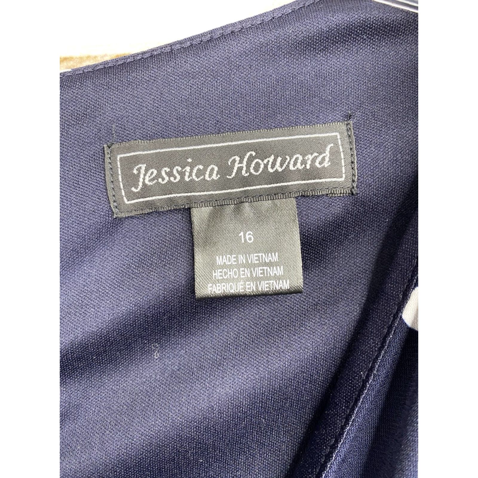 Vintage VINTAGE Jessica Howard Dress Sz 16 Blue Polka Dot Stretch Short Sleeve V Neck Midi Zip Dress Women Regular 16 Blue Polka Dot Classic A-Line Hair? Size 38" / US 16 / IT 52 - 3 Thumbnail