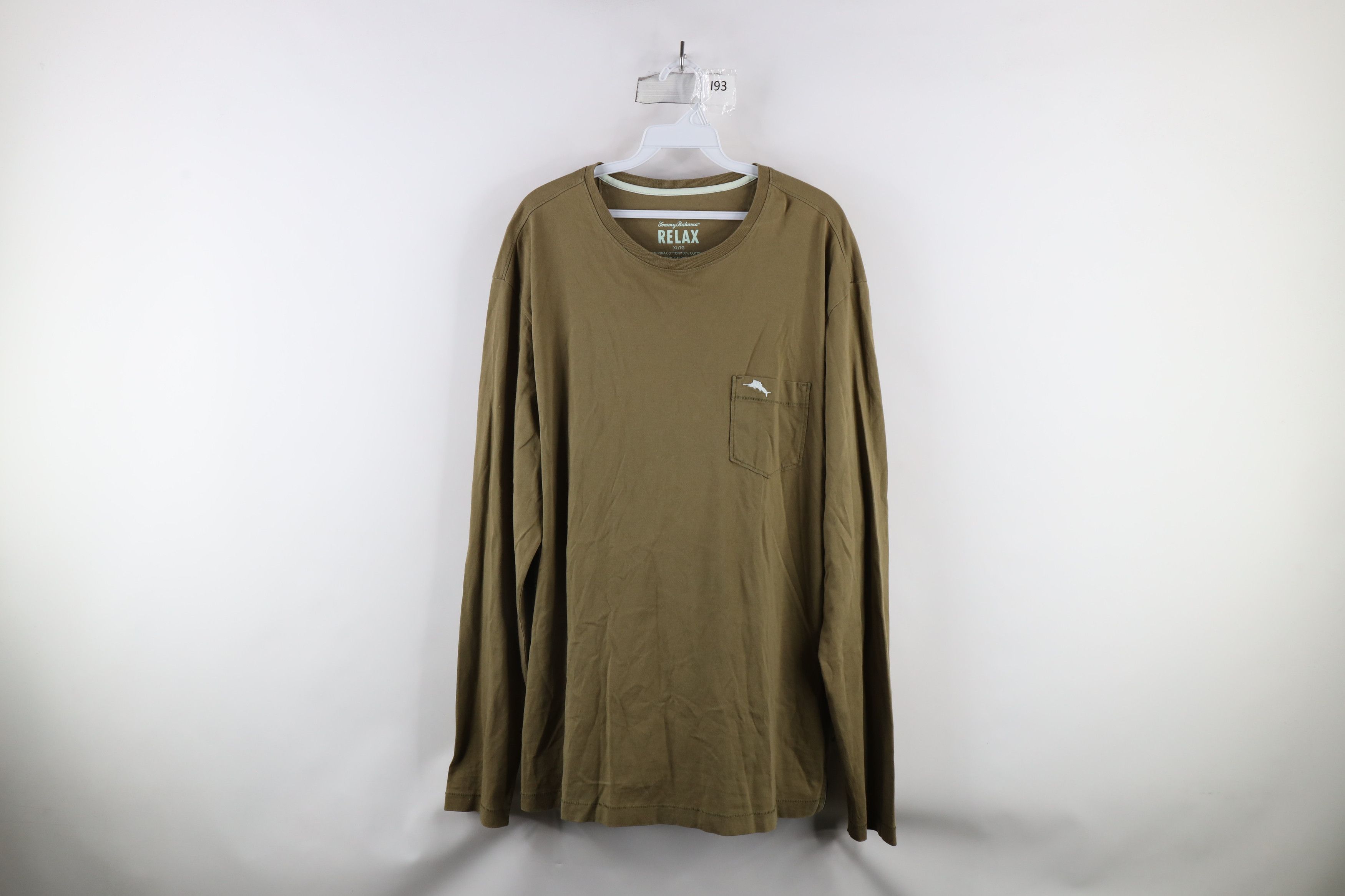 Tommy Bahama × Vintage Tommy Bahama Relax Logo Long Sleeve Pocket T-Shirt Olive Size US XL / EU 56 / 4 - 1 Thumbnail