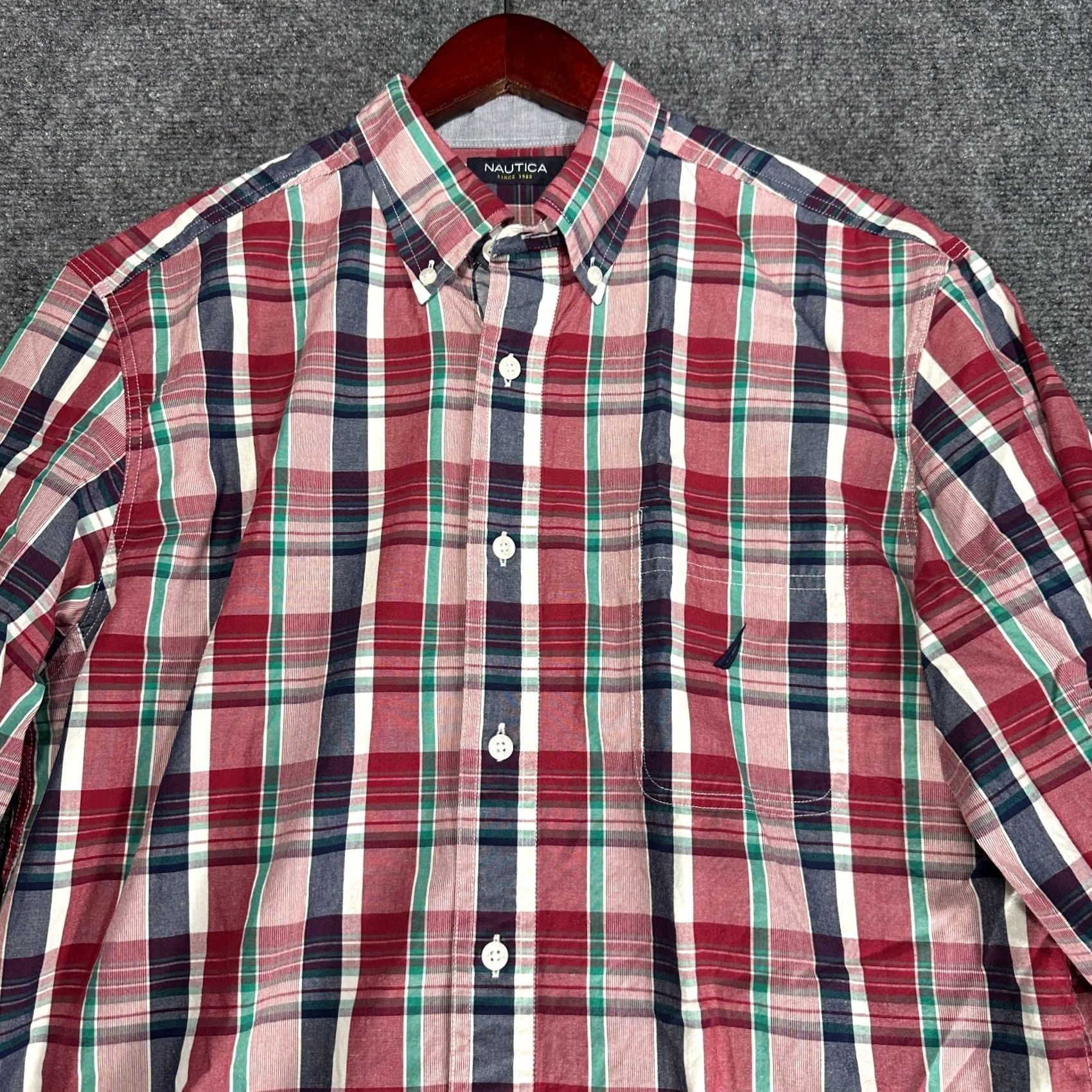 Nautica Nautica Shirt Mens M Button-Down Red Plaid Cotton Pocket Button-Up Shirts Size US M / EU 48-50 / 2 - 4 Thumbnail