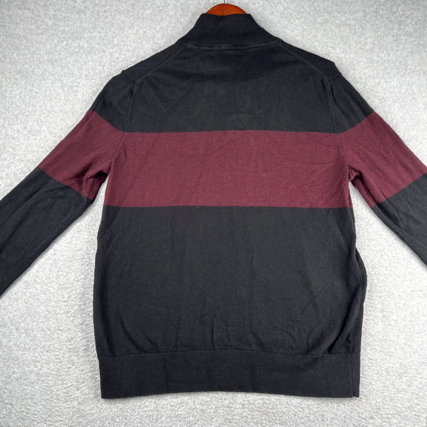 Banana Republic Banana Republic Sweater 1/2 Zip Men M Black Burgundy Stripe Pima Cotton Cashmere Mock Neck Pullover Classic Preppy Size US M / EU 48-50 / 2 - 6 Thumbnail