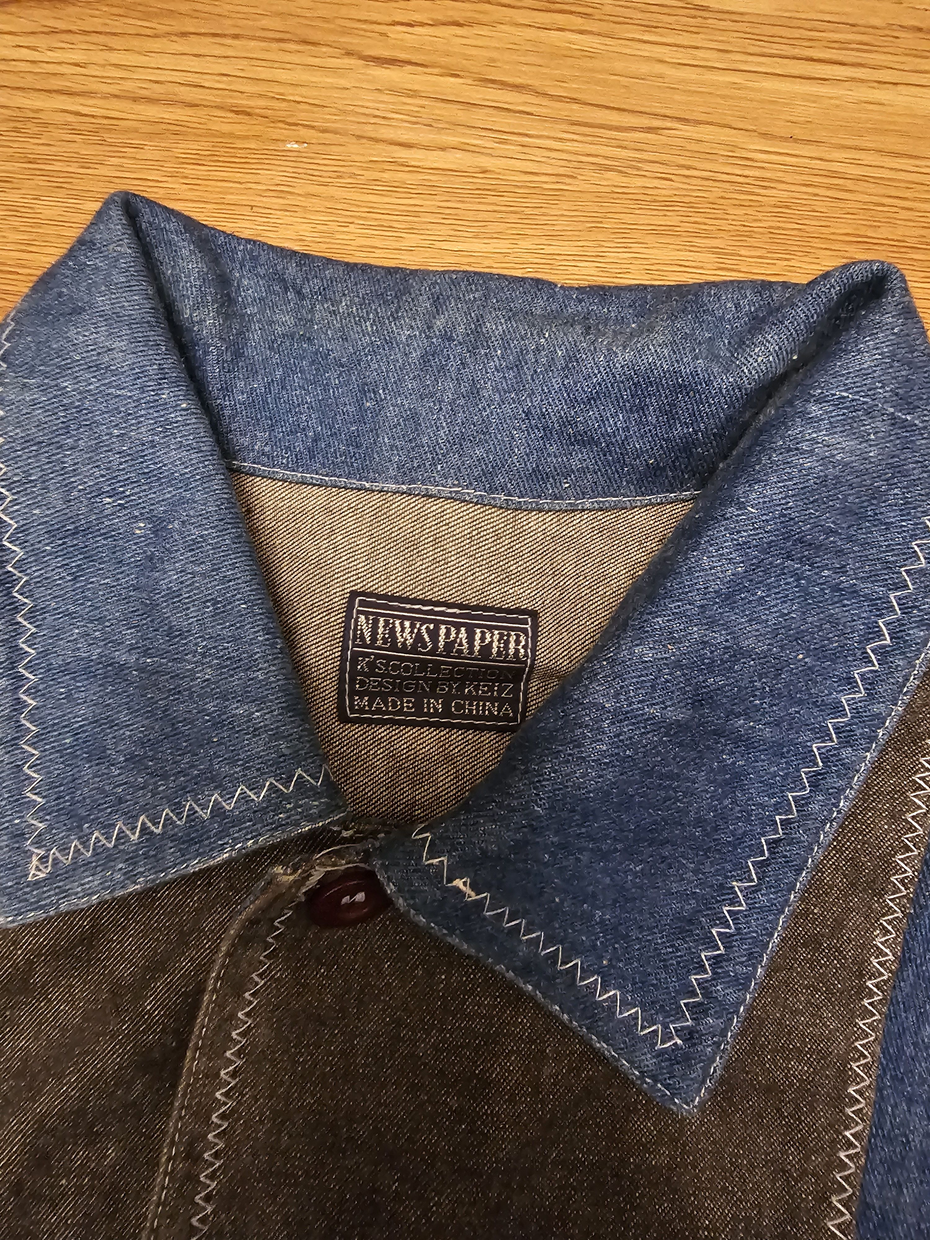 45rpm × Japanese Brand × Vintage Vintage Newspaper Patchwork Contrast Stitch Chore Jacket Size US L / EU 52-54 / 3 - 7 Thumbnail