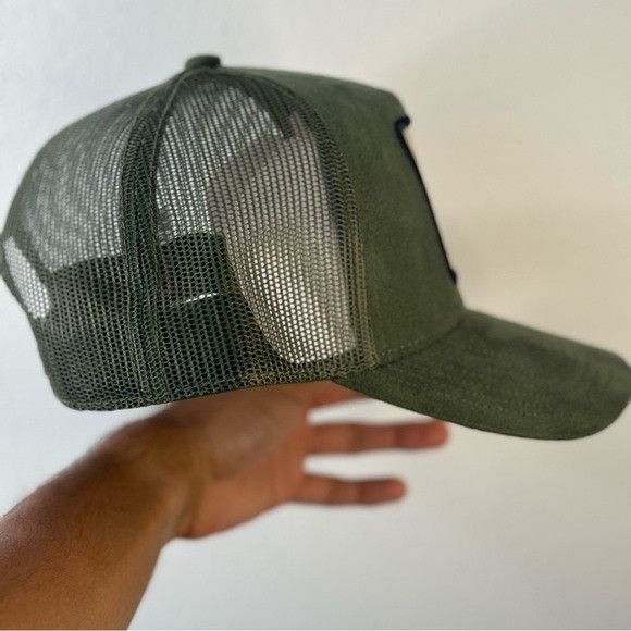 Designer NEW MEXICO SEAL GREEN SUEDE TRUCKER MESH CAP HAT Size ONE SIZE - 4 Thumbnail