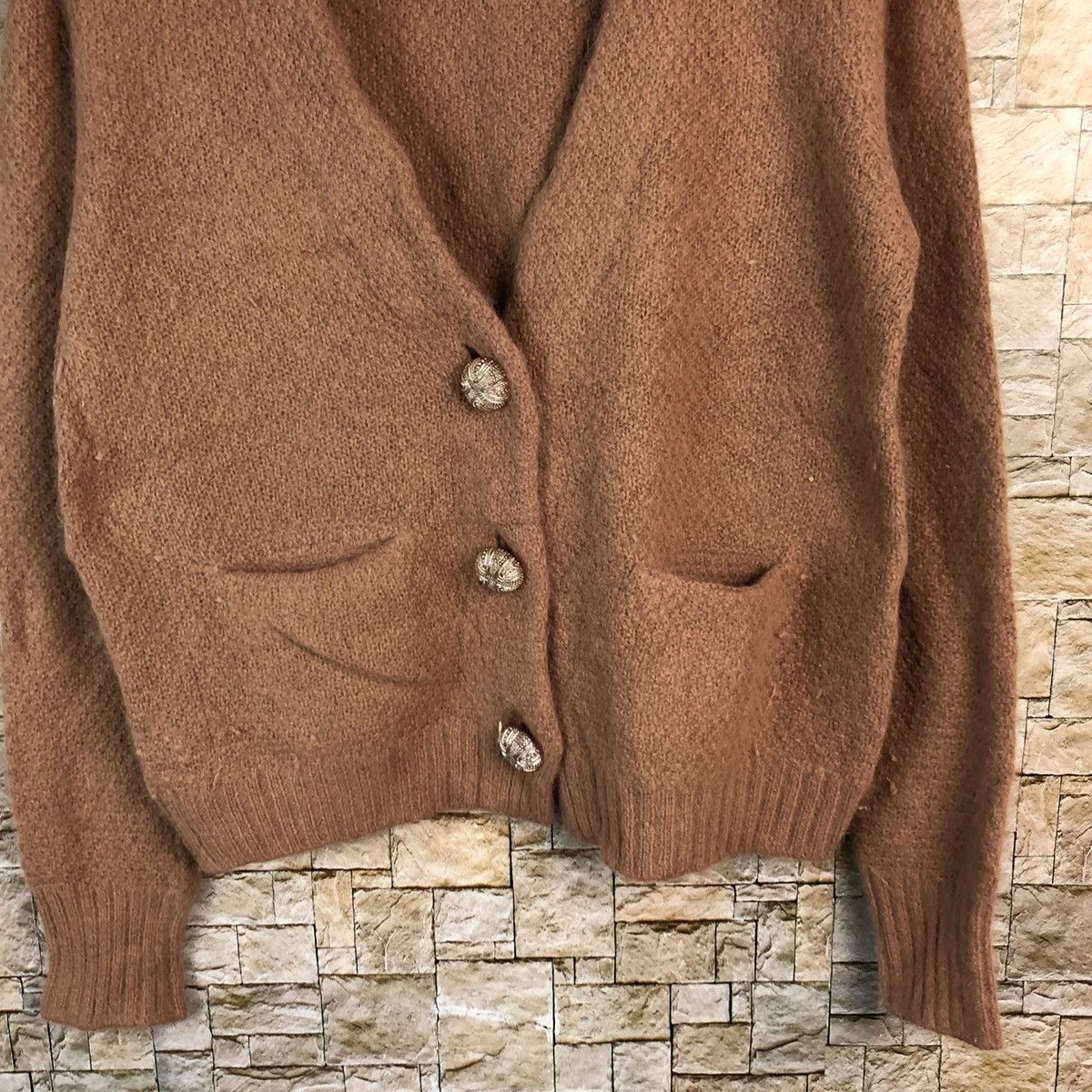 Japanese Brand Smidel Brown mohair fur Cardigan Knitwear #A1209 Size US S / EU 44-46 / 1 - 6 Thumbnail