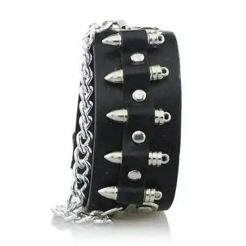 VIBE Bullet Shape Chain Link Leather Bracelet Size ONE SIZE - 2 Thumbnail