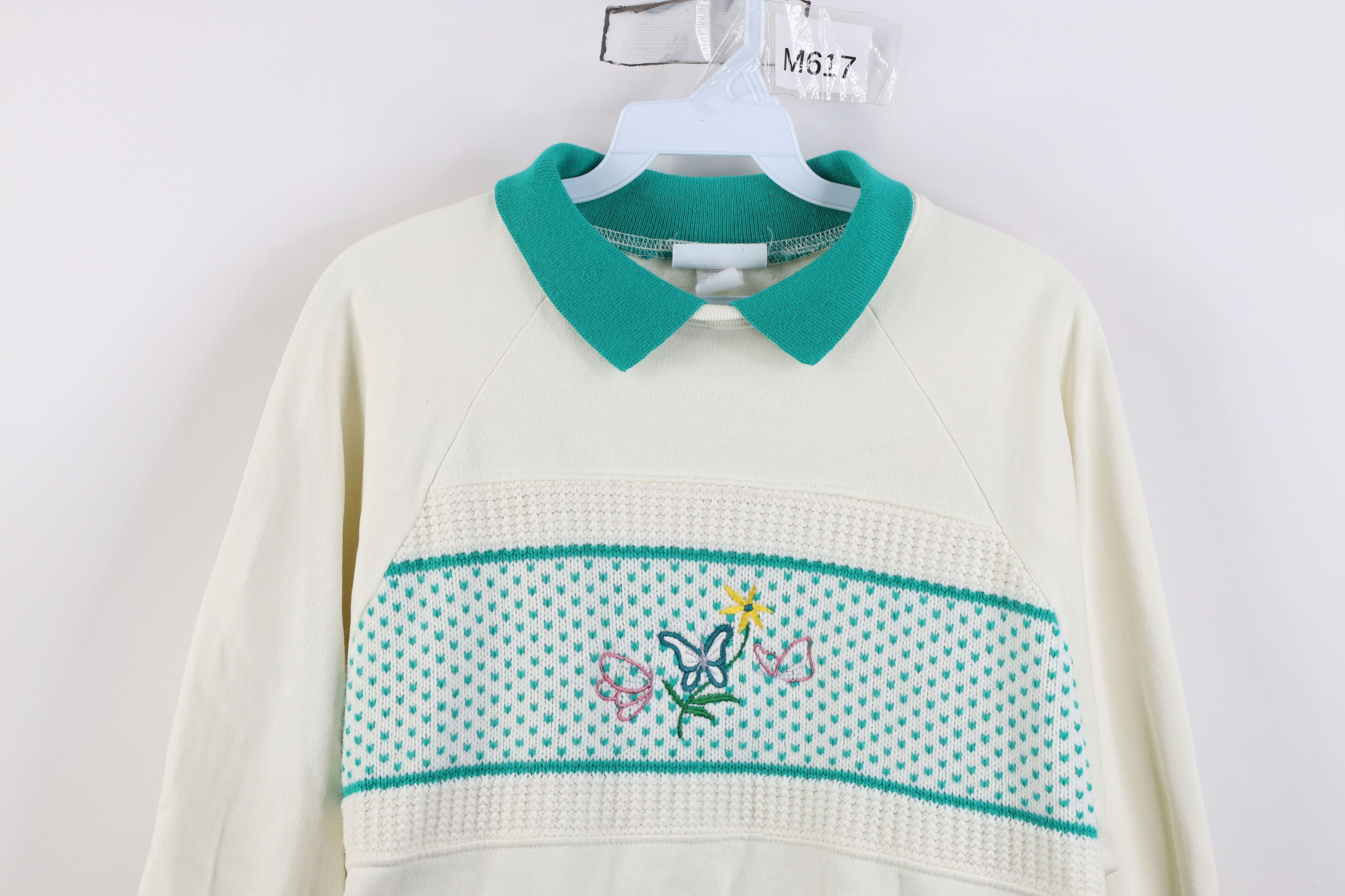 Vintage Vintage 90s Streetwear Flower Collared Sweatshirt USA Size L / US 10 / IT 46 - 2 Thumbnail