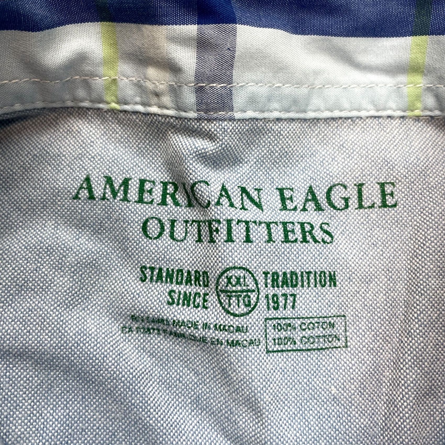 American Eagle Outfitters American Eagle Outfitters Shirt Mens 2XL Blue Plaid Long Sleeve Button-Down Collar Size US XXL / EU 58 / 5 - 5 Thumbnail