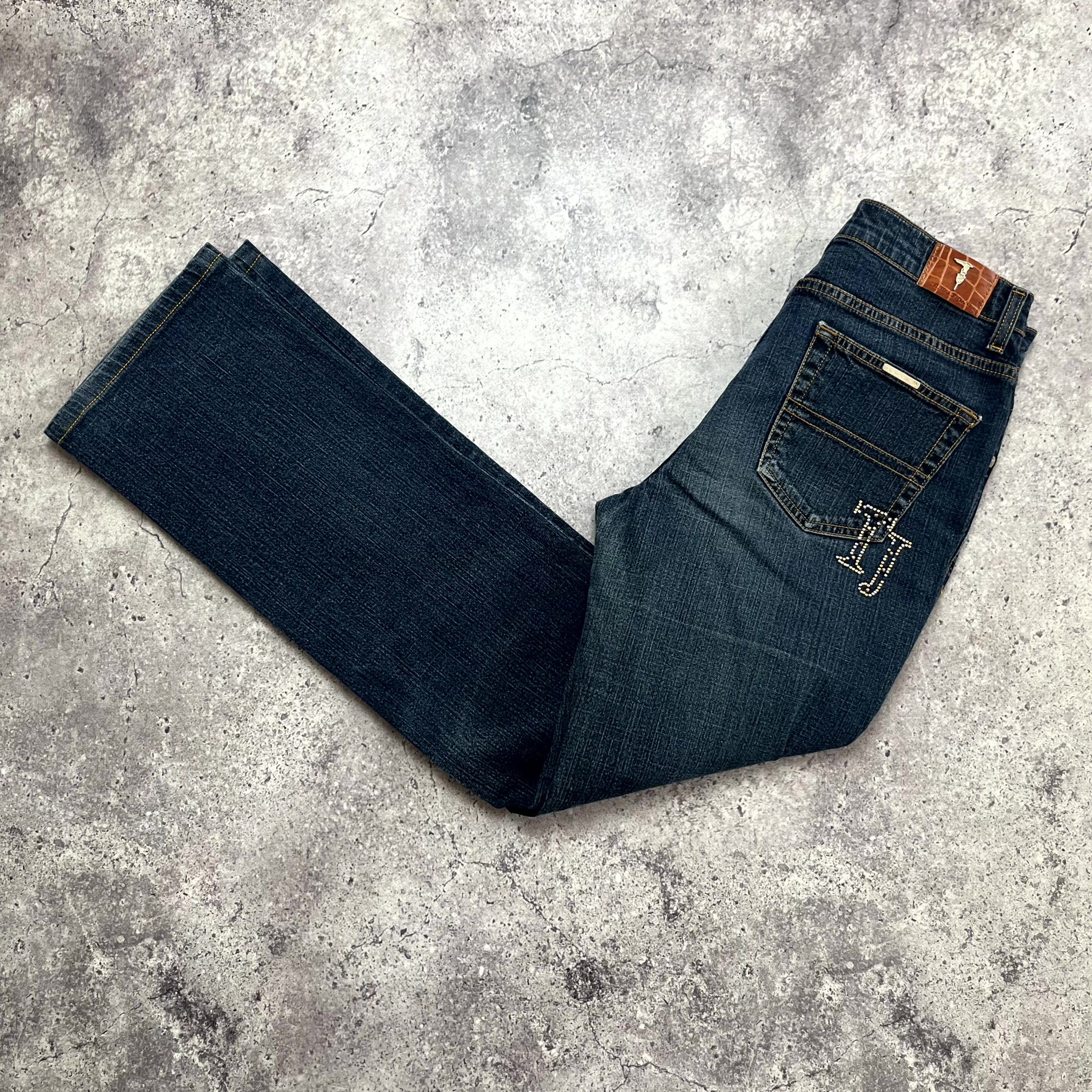 Trussardi Y2K Trussardi Navy Blue Straight Denim Jeans Size 29 UK 27 Size 29" - 12 Thumbnail
