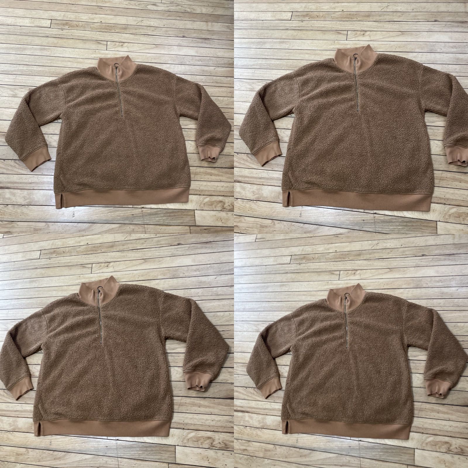Vintage A.N.A. A New Approach Sherpa Fleece Sweater Women L 1/4 Zip Tan Western Deep Pile Casual Wear PullOver Brown Mock Neck Zipper Long Sleeve Size L / US 10 / IT 46 - 9 Thumbnail