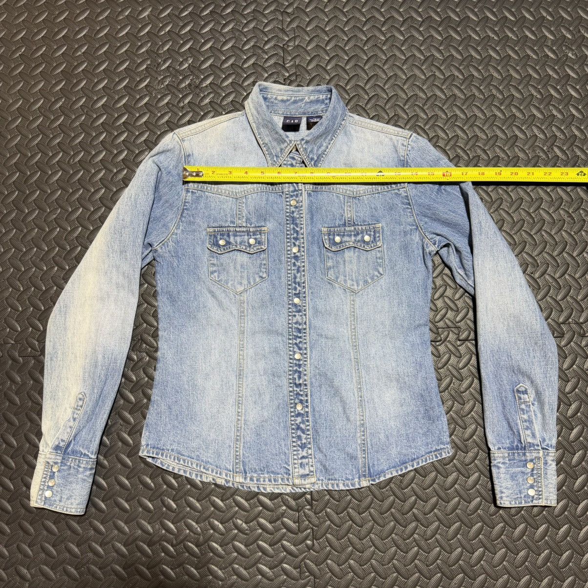 Gap GAP Pearl Snap Denim Button Down Shirt Western Ombre XS Size XS / US 0-2 / IT 36-38 - 7 Thumbnail