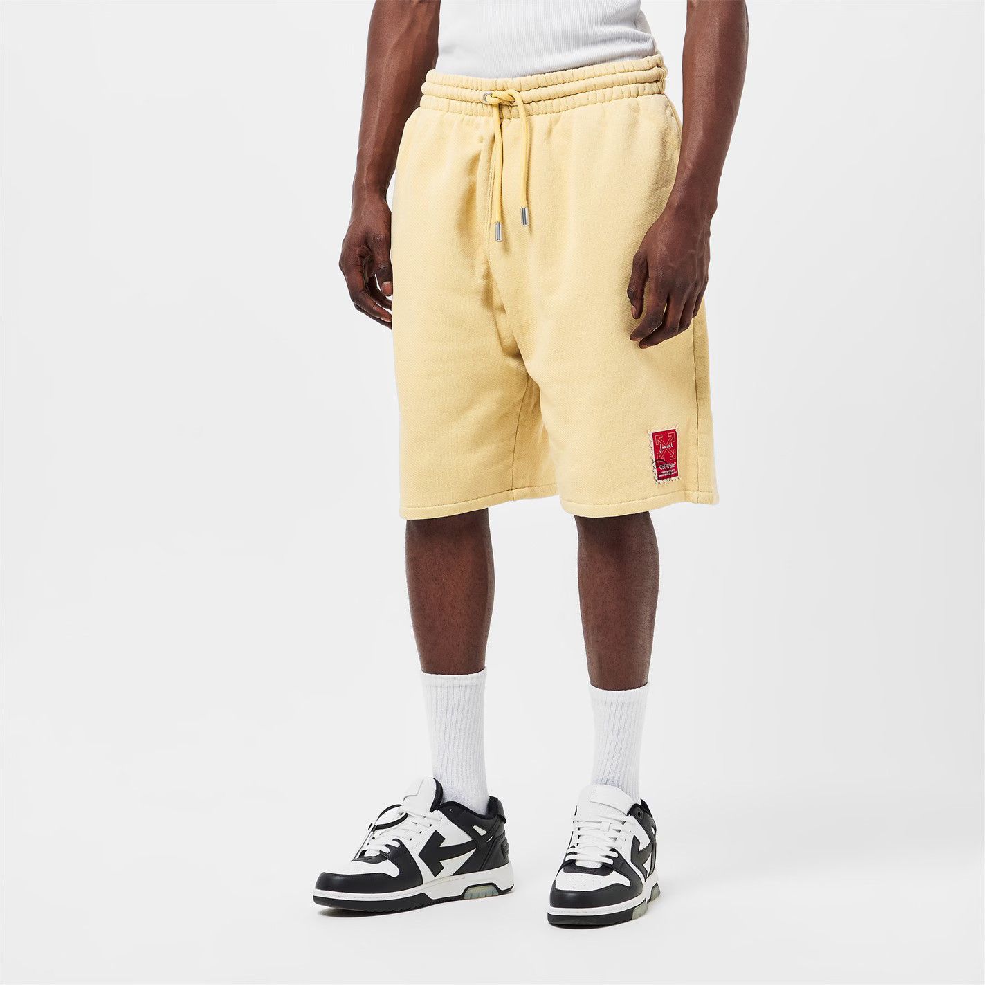 Off-White o1g2r1mq0326 Logo Fleece Jogger Shorts in Beige Size US 28 / EU 44 - 4 Thumbnail