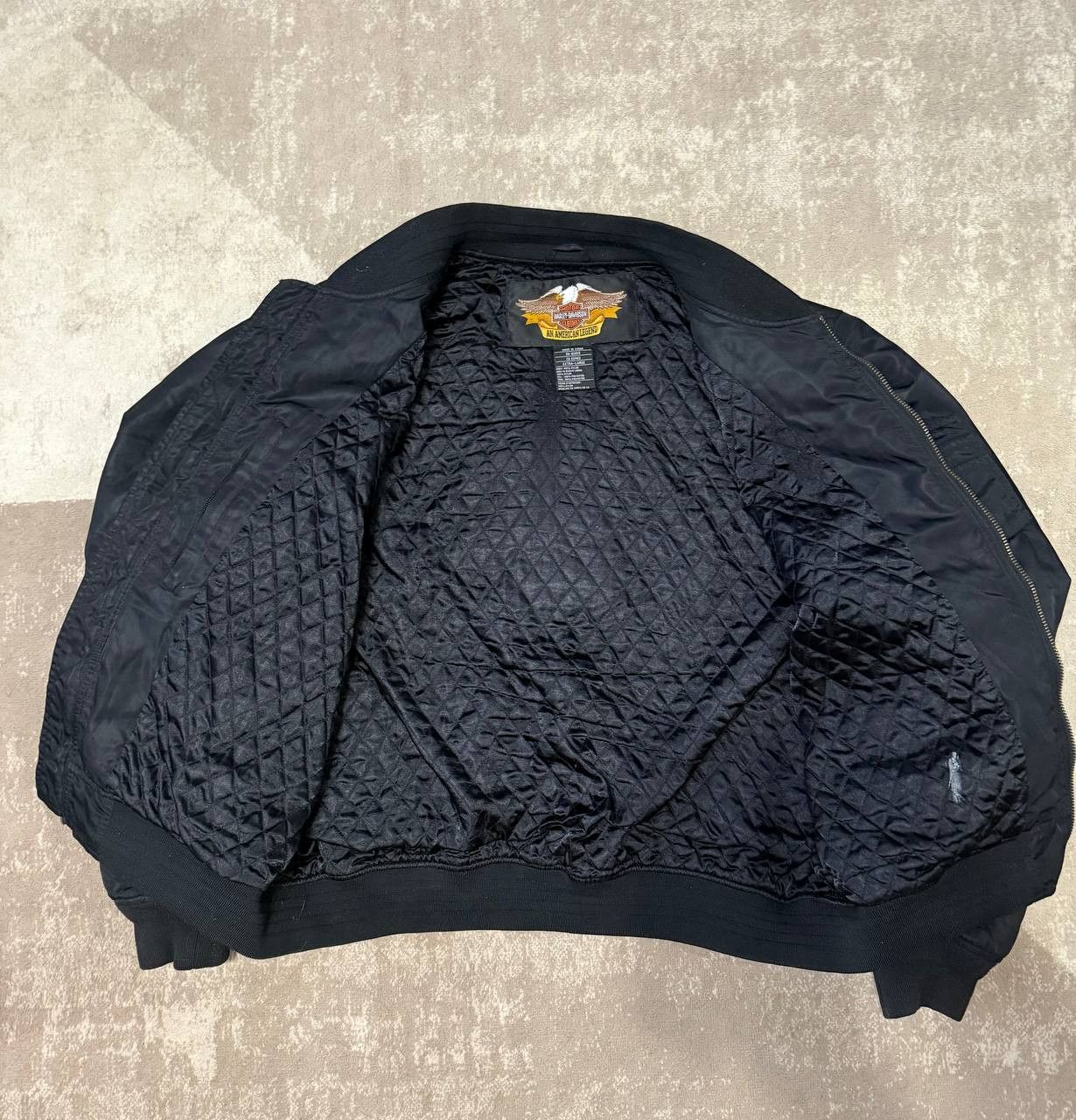 Harley Davidson VTG Harley Davidson Bomber Satin Jacket Quilted Black Nylon Size US XL / EU 56 / 4 - 7 Thumbnail