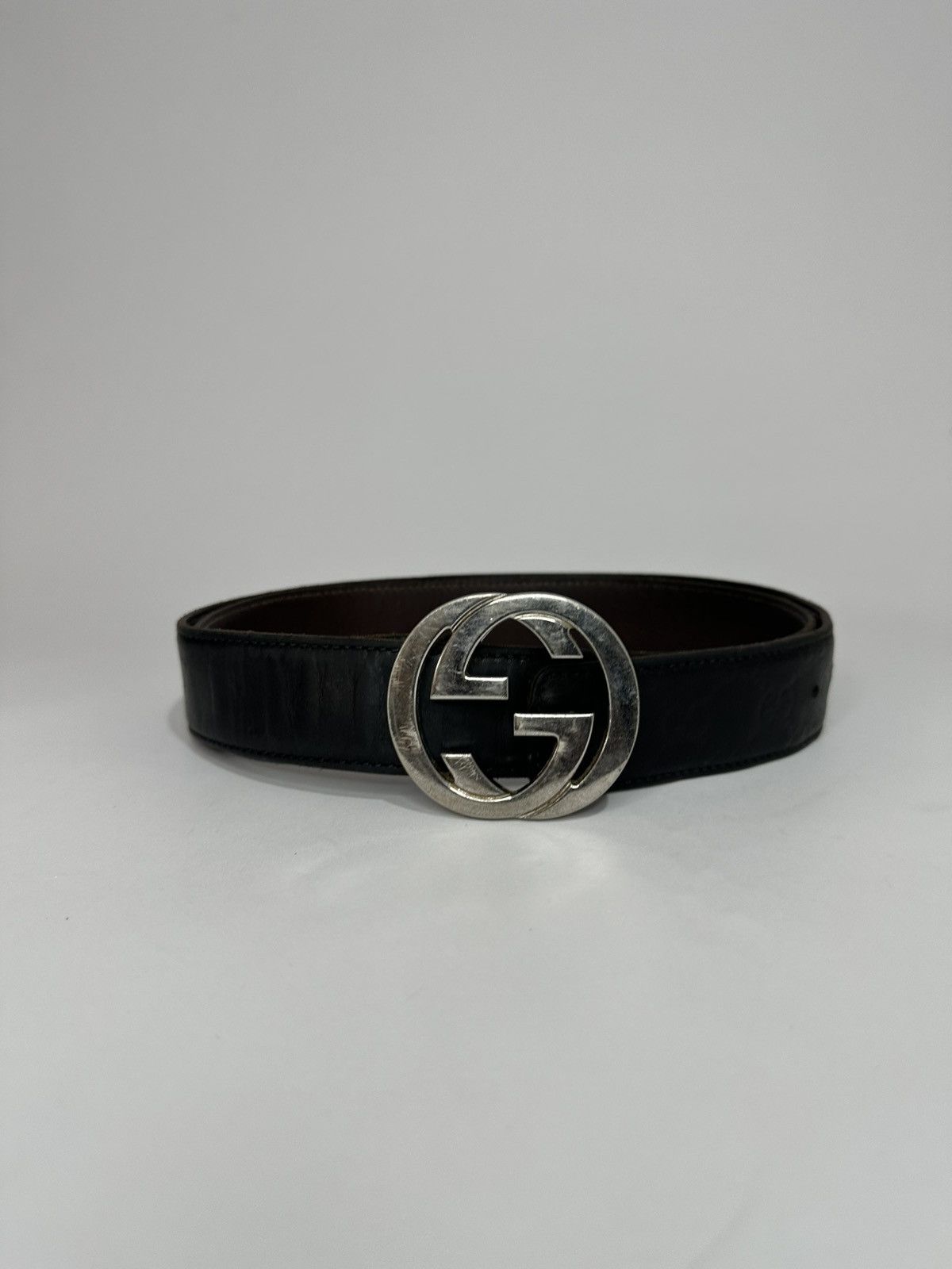 Gucci Gucci Guccissima Monogram Interlocking Buckle Leather Belt Size 42 - 2 Thumbnail