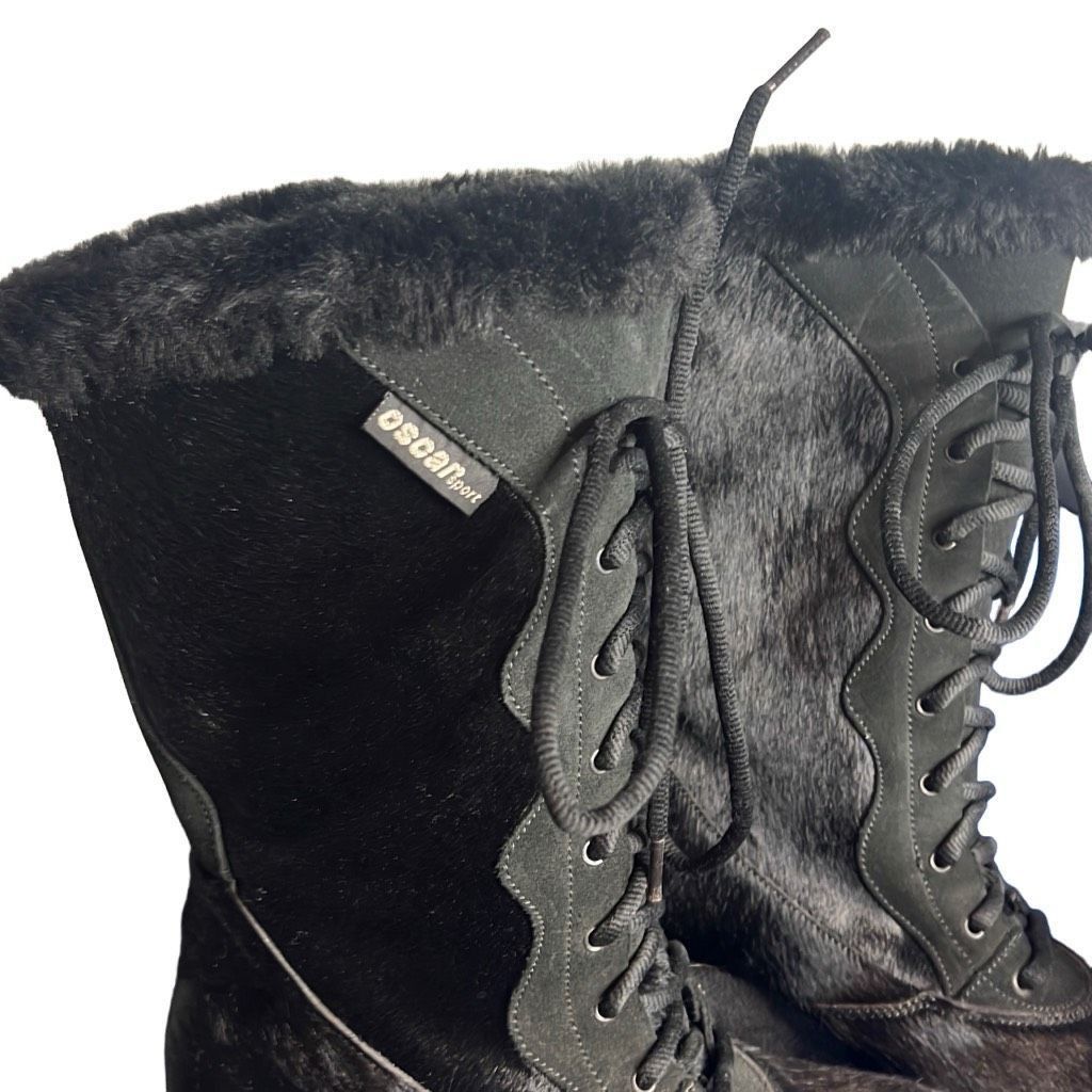 Oscar Jacobson Oscar Sport Apres Ski Black Fur Lace Boots 6 New Size US 6 / IT 36 - 6 Thumbnail