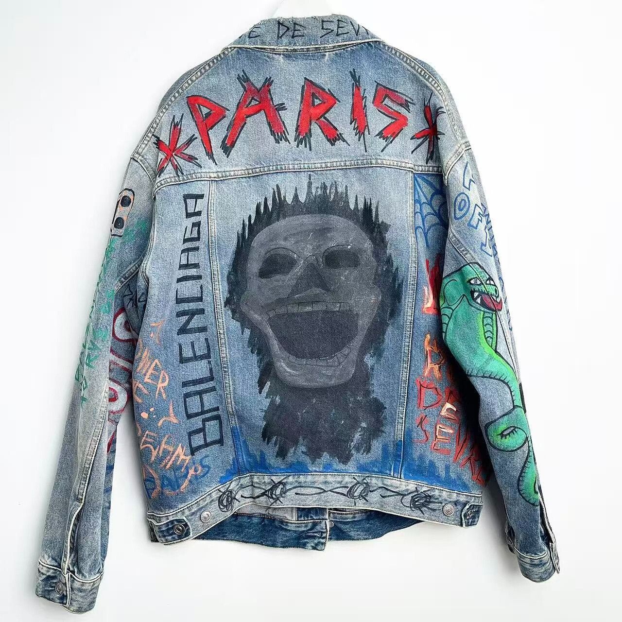 Balenciaga oversized graffiti denim jacket Size US M / EU 48-50 / 2 - 5 Thumbnail