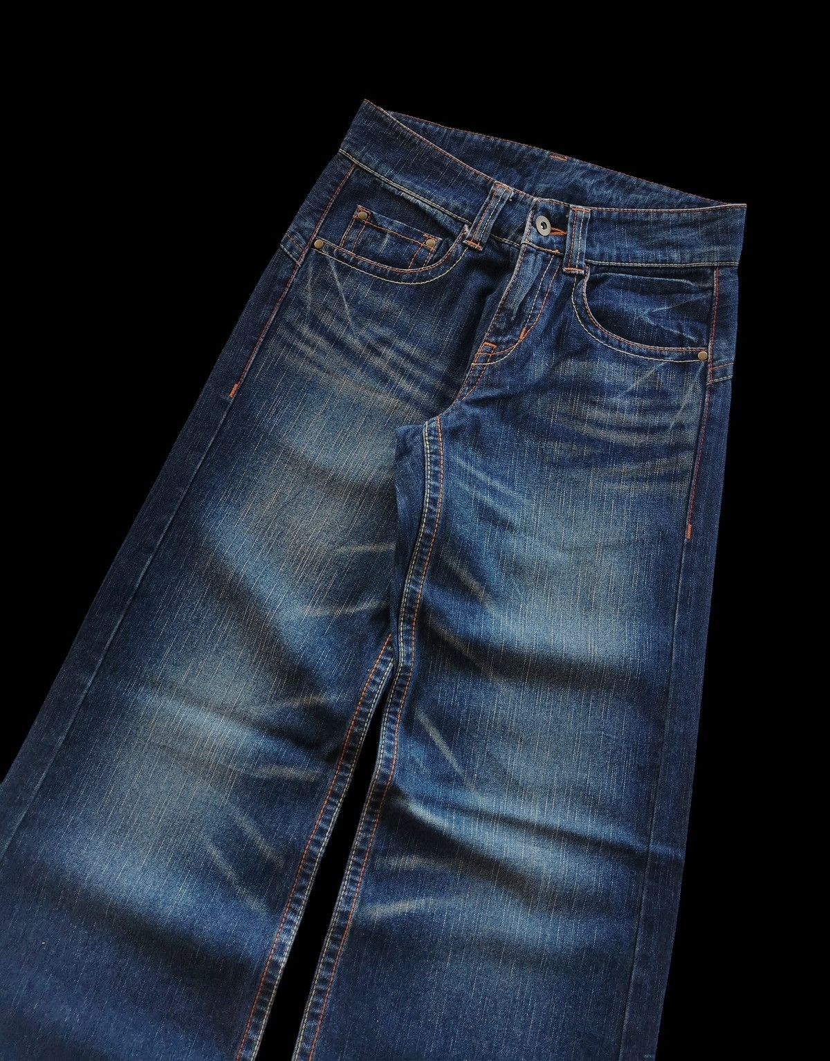 Japanese Brand Vintage Sweet Wide Leg Flared Denim Jeans Size US 27 - 5 Thumbnail
