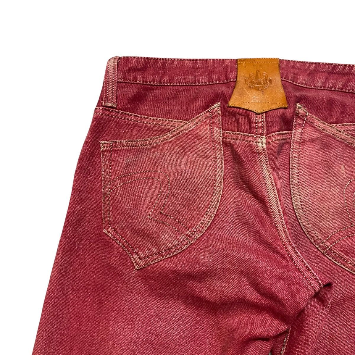 Obelisk Obelisk Red Blood Hole Distressed Denim Flare Jeans Size US 29 - 13 Thumbnail