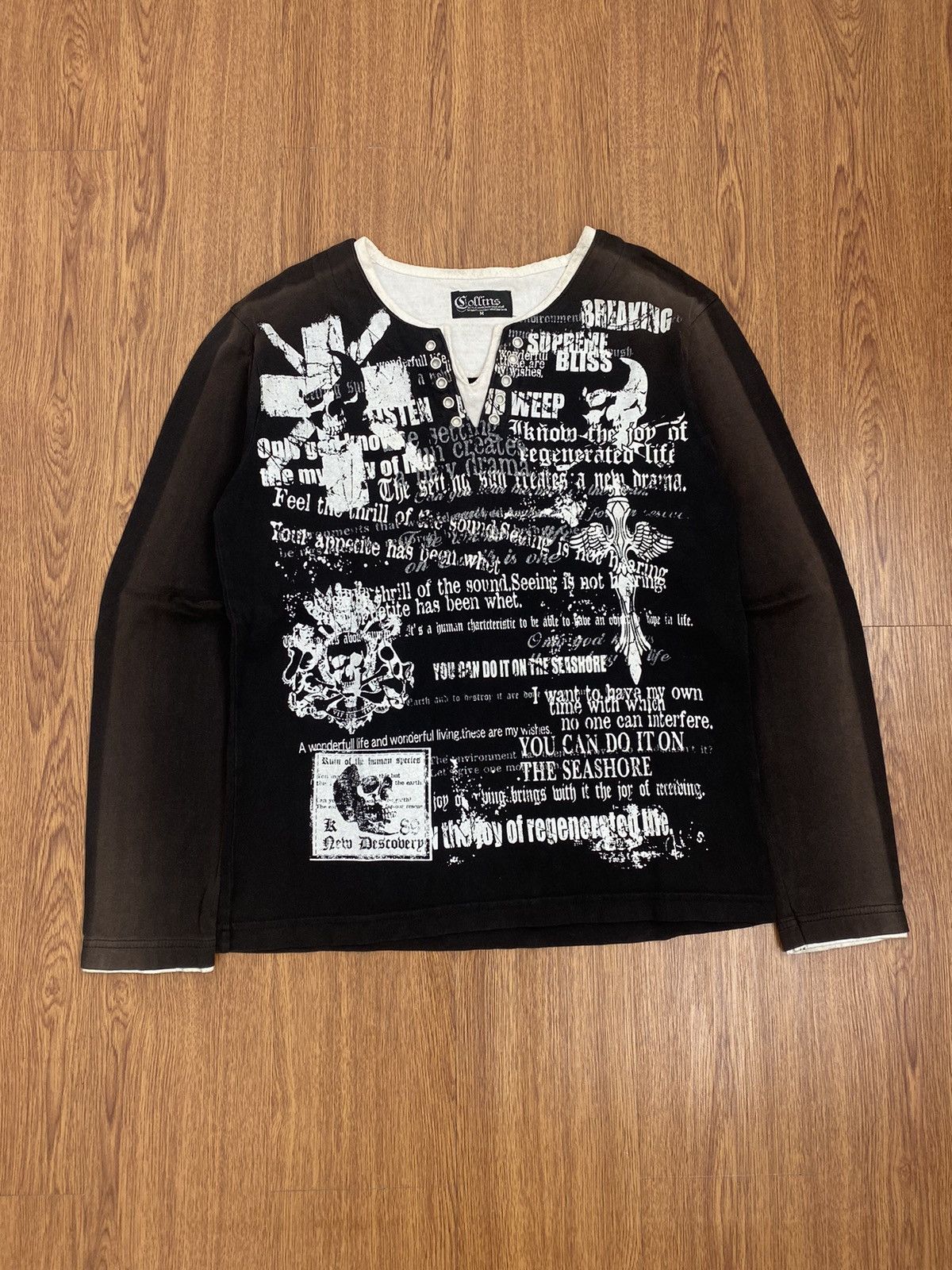 Japanese Brand Collins words skull long sleeve t-shirt Size US M / EU 48-50 / 2 - 1 Thumbnail