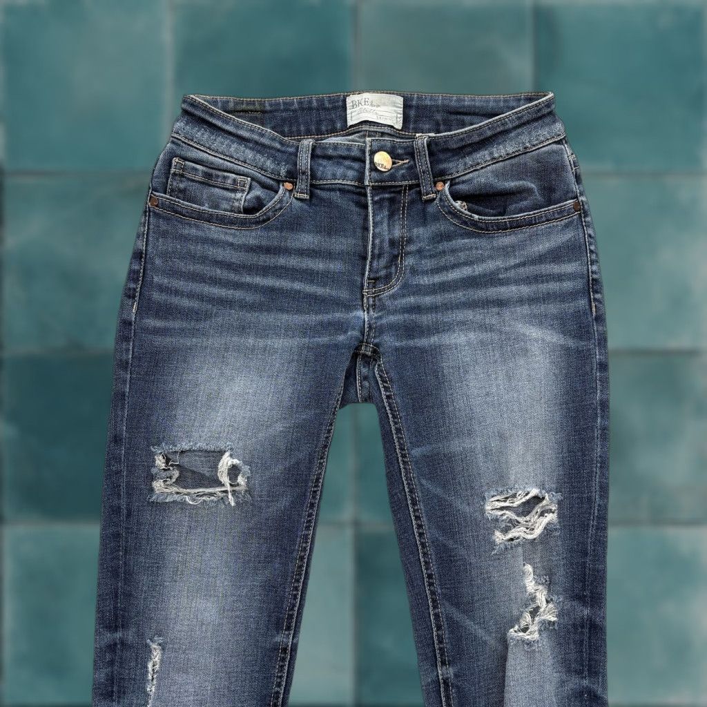 Vintage VINTAGE Buckle BKE Denim Stella Skinny Jeans Womens 25R Blue Distressed Stretch Grunge Size 42" / US 20 - 1 Thumbnail