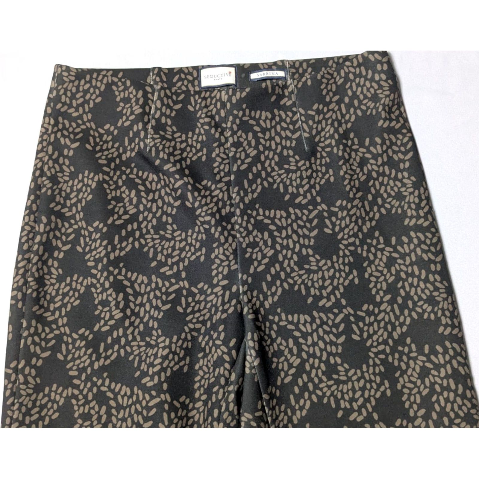 Vintage Seduct ive Sabrina Black Print Stretch Ankle Pants Women 10 Large Size 30" / US 8 / IT 44 - 3 Thumbnail