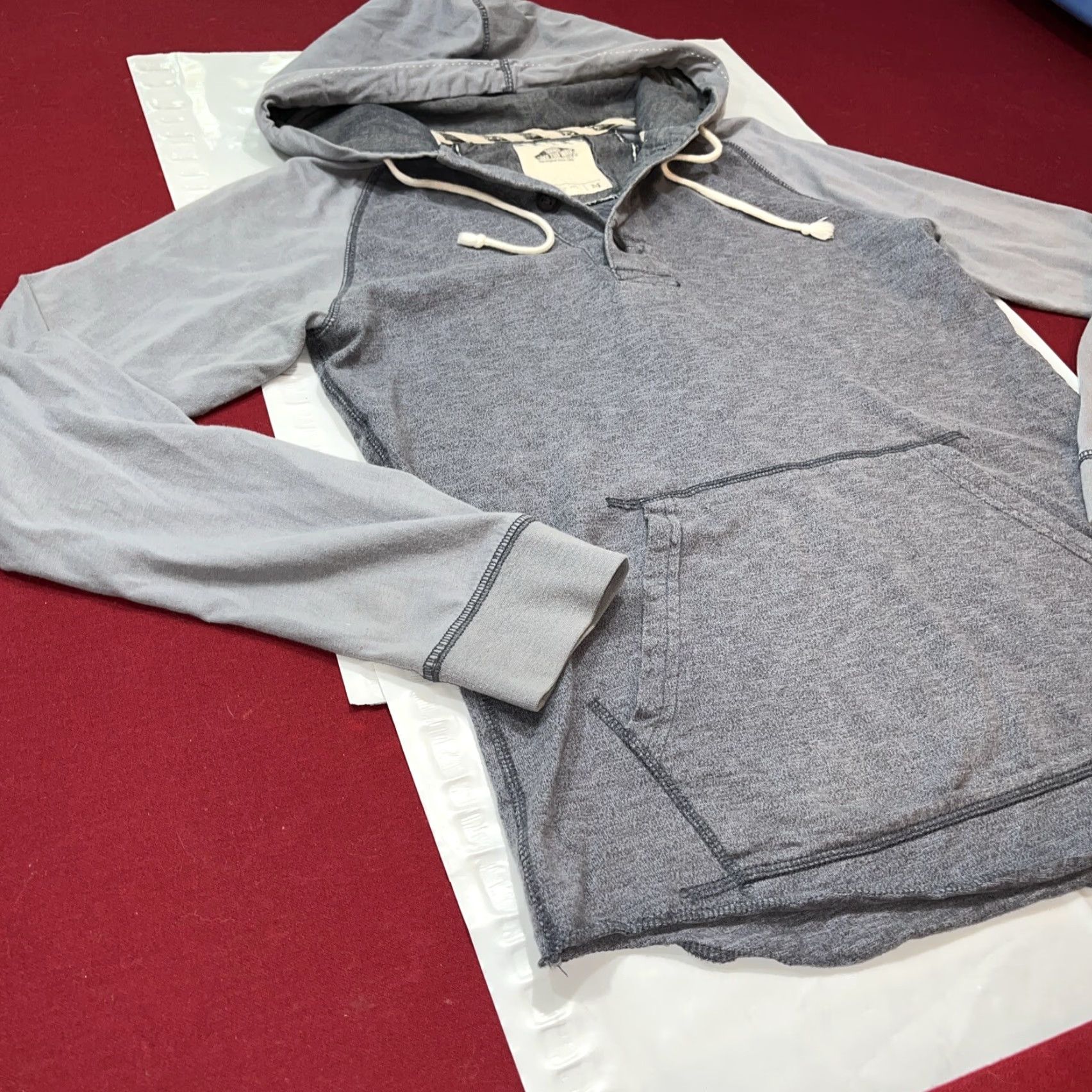 Vans VANS Off The Wall Hooded Pullover Shirt Mens Medium Gray Knit Button Neck Henley Crew Neck Long Sleeve 2 Tone 90s Skate Surfer Pocket Size US M / EU 48-50 / 2 - 5 Thumbnail