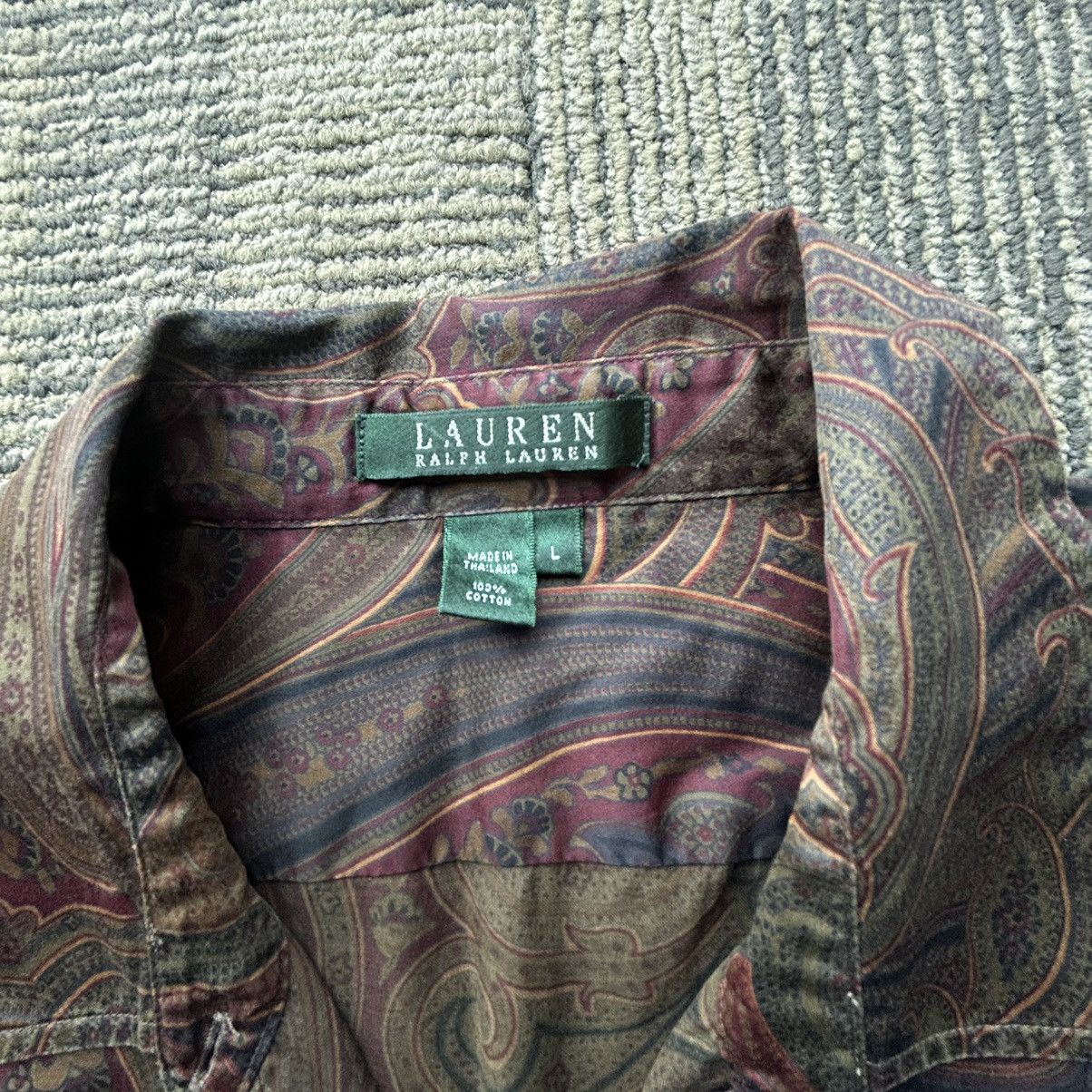 Ralph Lauren Vtg Ralph Lauren Paisley Silk Bell Sleeve Button-Up Shirt Size L / US 10 / IT 46 - 3 Thumbnail