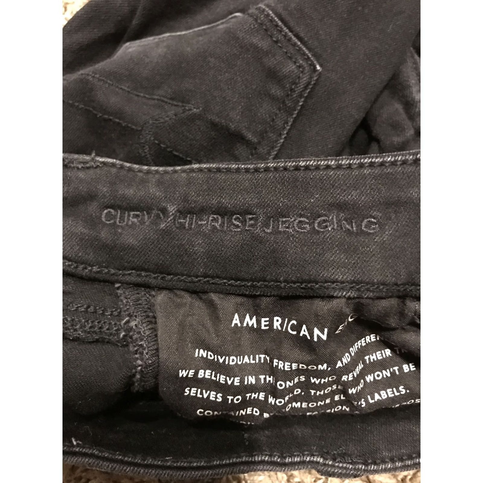 American Eagle Outfitters American Eagle Next Level Stretch Women Size 00 Curvy Jegging Black Denim Size 24" / US 00 / IT 34 - 3 Thumbnail
