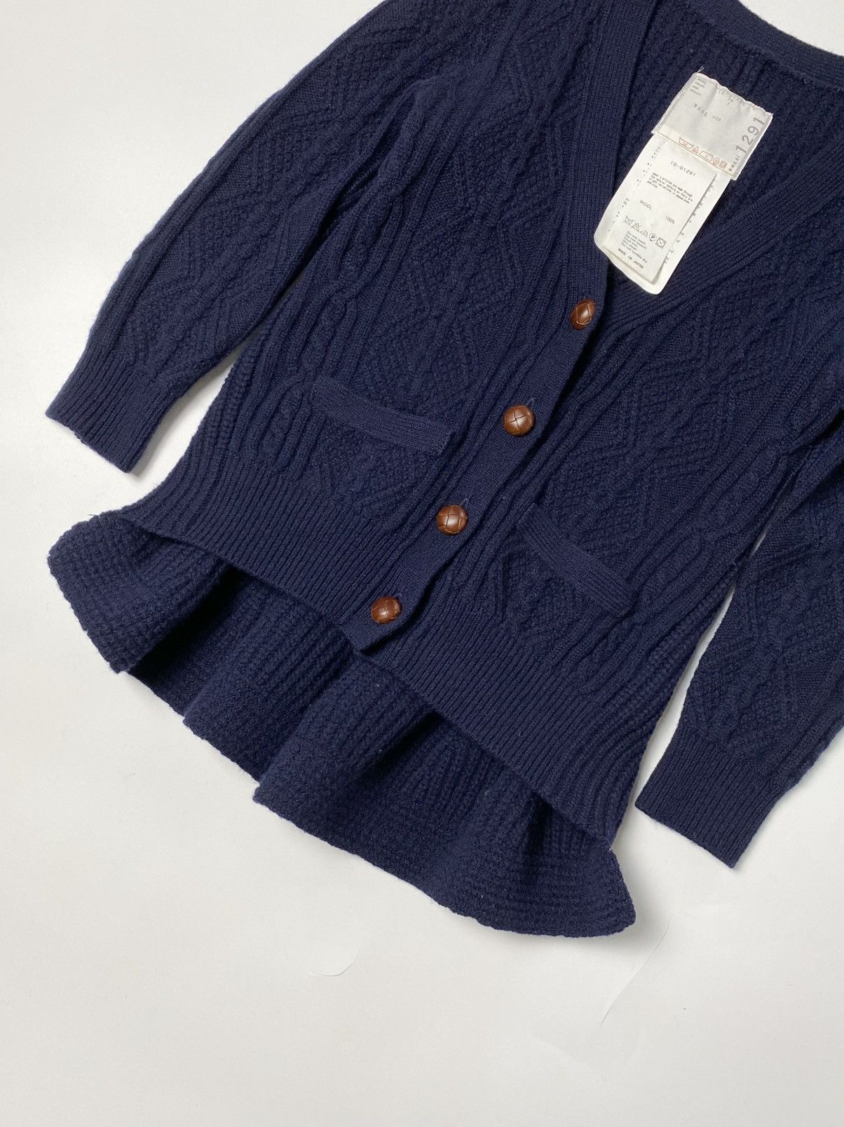 Sacai SACAI - Sacai 1291 Navy Wool Knit Cardigan Sweater Size S / US 4 / IT 40 - 12 Thumbnail