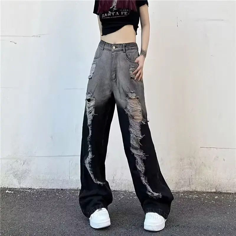 Japanese Brand Retro straight gradient distressed jeans Size US 32 / EU 48 - 2 Thumbnail
