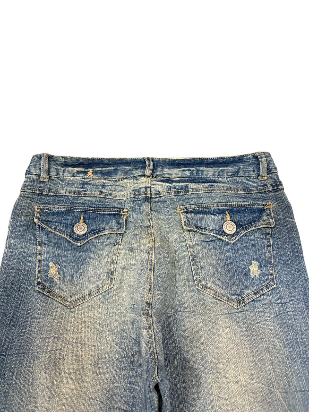 Yoshiyuki Konishi Vintage Japanese Brand Crack Wash Distressed Flare Jeans Size 34" / US 12 / IT 48 - 8 Thumbnail