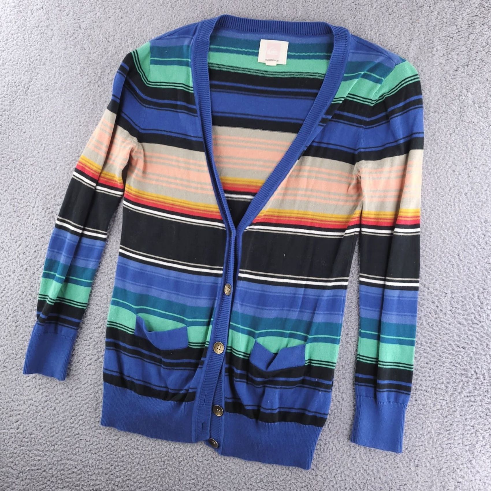 Quiksilver Quiksilver Cardigan Sweater Womens Small Knit Button Front Stripe Multicolor Colorful Long Sleeve Size S / US 4 / IT 40 - 2 Thumbnail