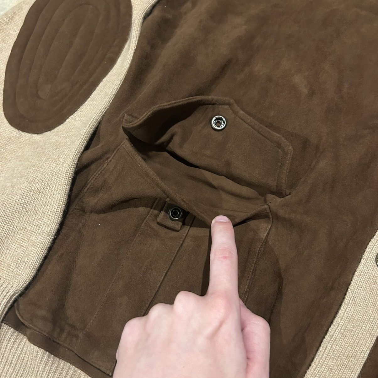 Polo Ralph Lauren × Vintage NWT Vintage Polo Ralph Lauren Cashmere Suede Front Cardigan Size US XXL / EU 58 / 5 - 6 Thumbnail