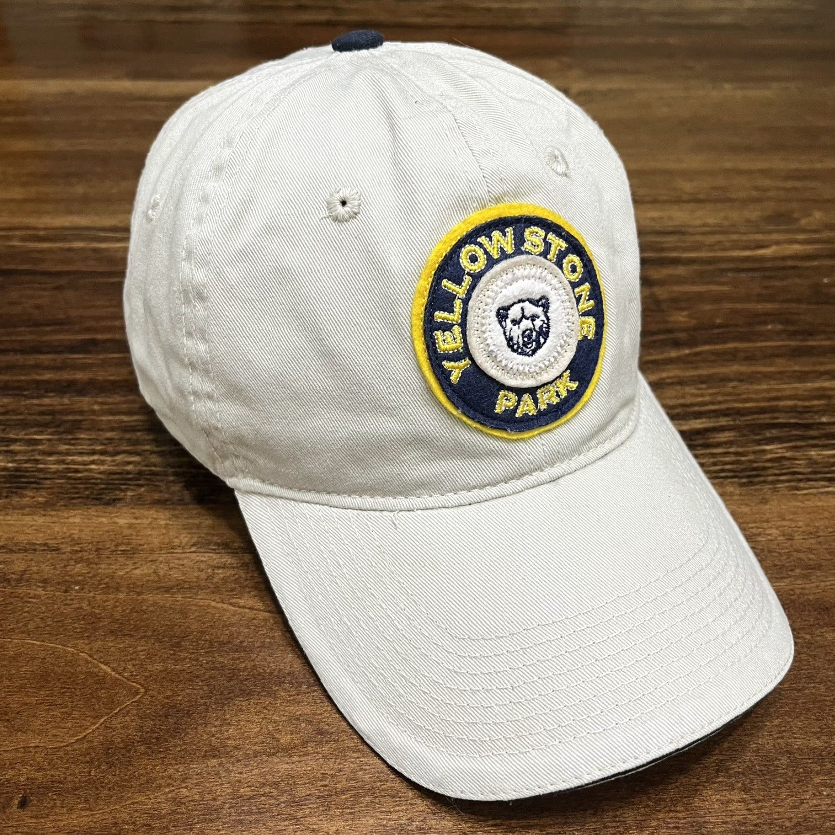 Vintage Yellowstone National Park Hat Cap Bear Patch Strap Back Cotton Dad Casual Travel Men One Size Beige Size US M / EU 48-50 / 2 - 7 Thumbnail