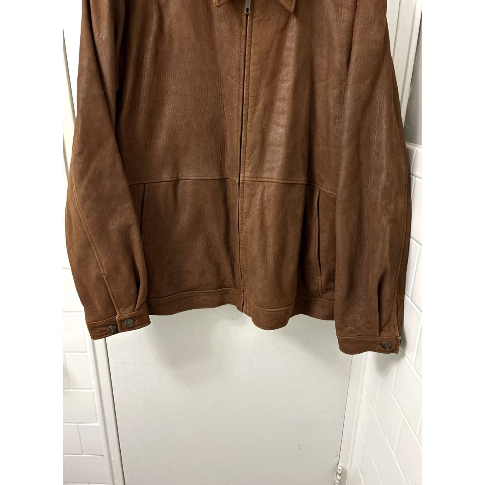 The Territory Ahead The Territory Ahead Leather Jacket Mens Large Brown Wool Lined Full Zip Bomber Size US L / EU 52-54 / 3 - 3 Thumbnail