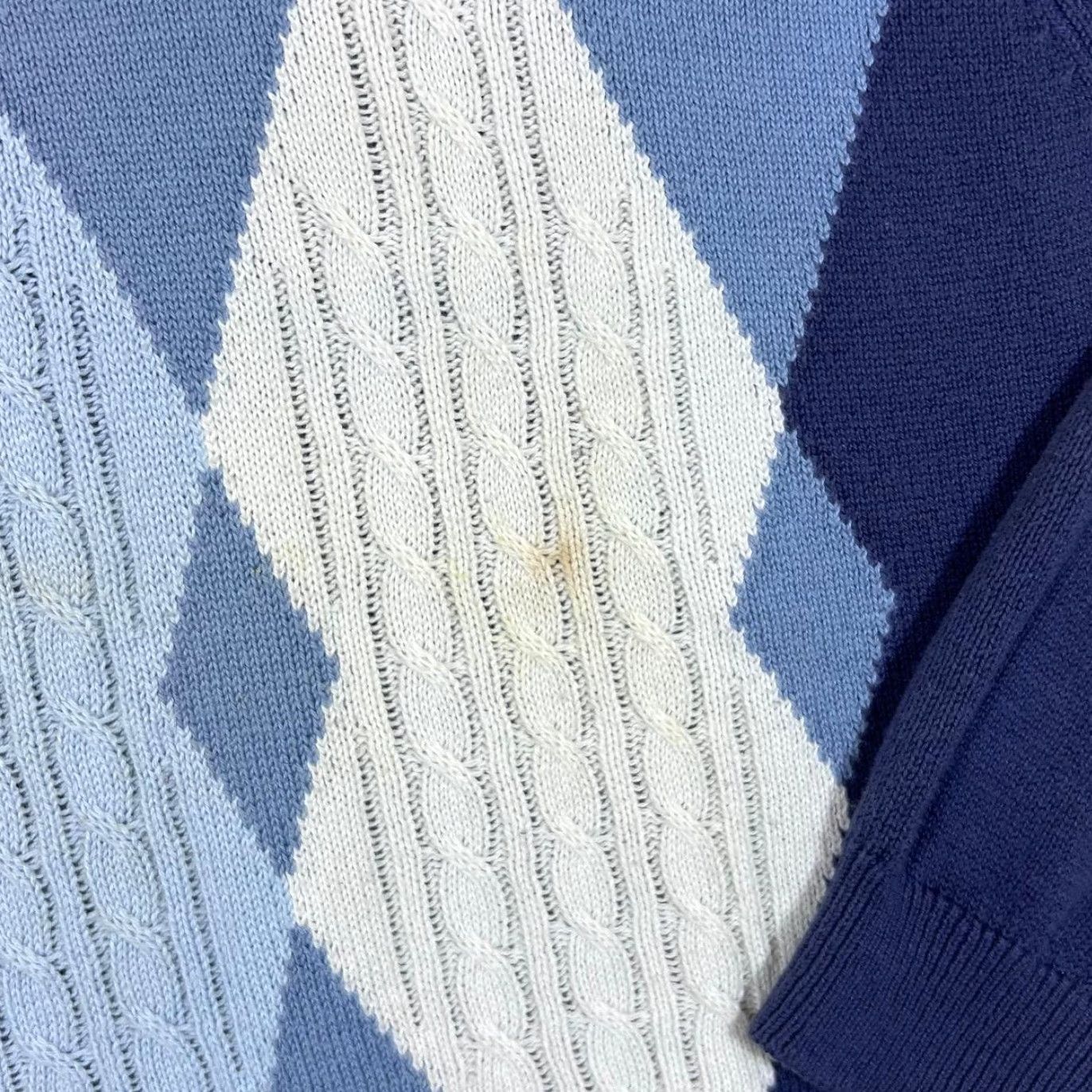 Vintage VINTAGE ST MICHAEL Argyle Check Golf Sweater Jumper L Blue/White Mens XL Size US L / EU 52-54 / 3 - 7 Thumbnail