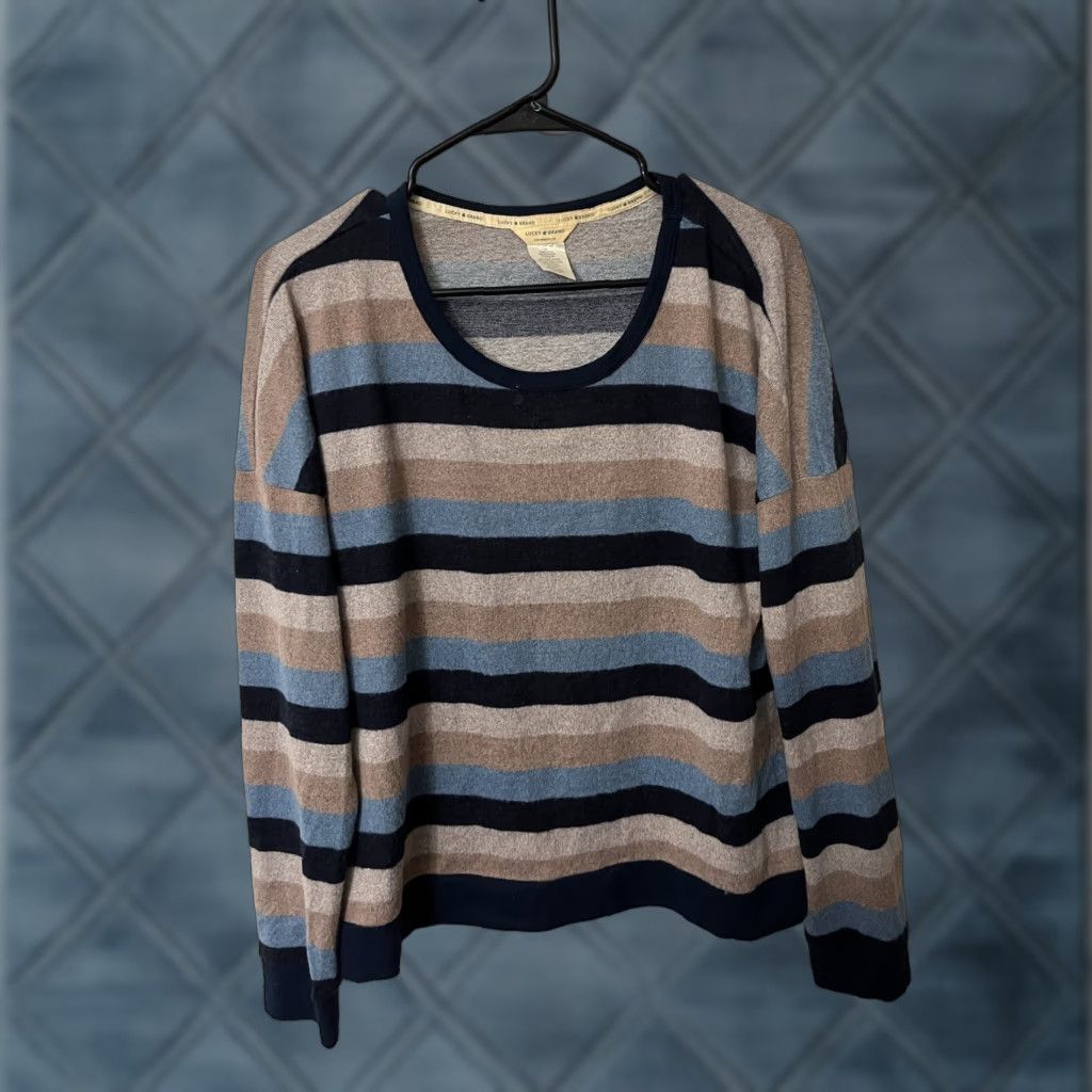 Lucky Brand Lucky Brand Sleep Shirt Womens Adult Large Multicolor Striped Long Sleeve Lounge Clothing Size L Size L / US 10 / IT 46 - 1 Thumbnail